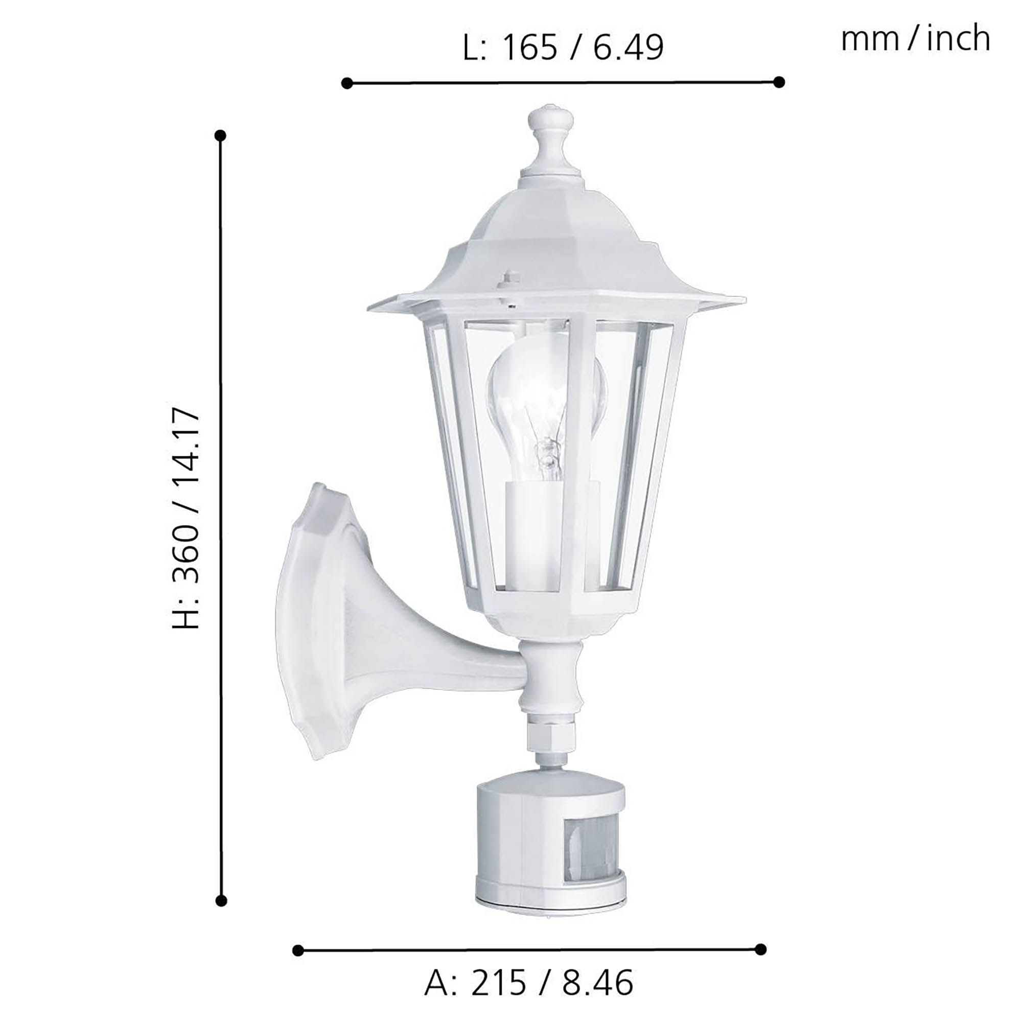 Applique extérieur détecteur montante LATERNA 5 blanc H35cm