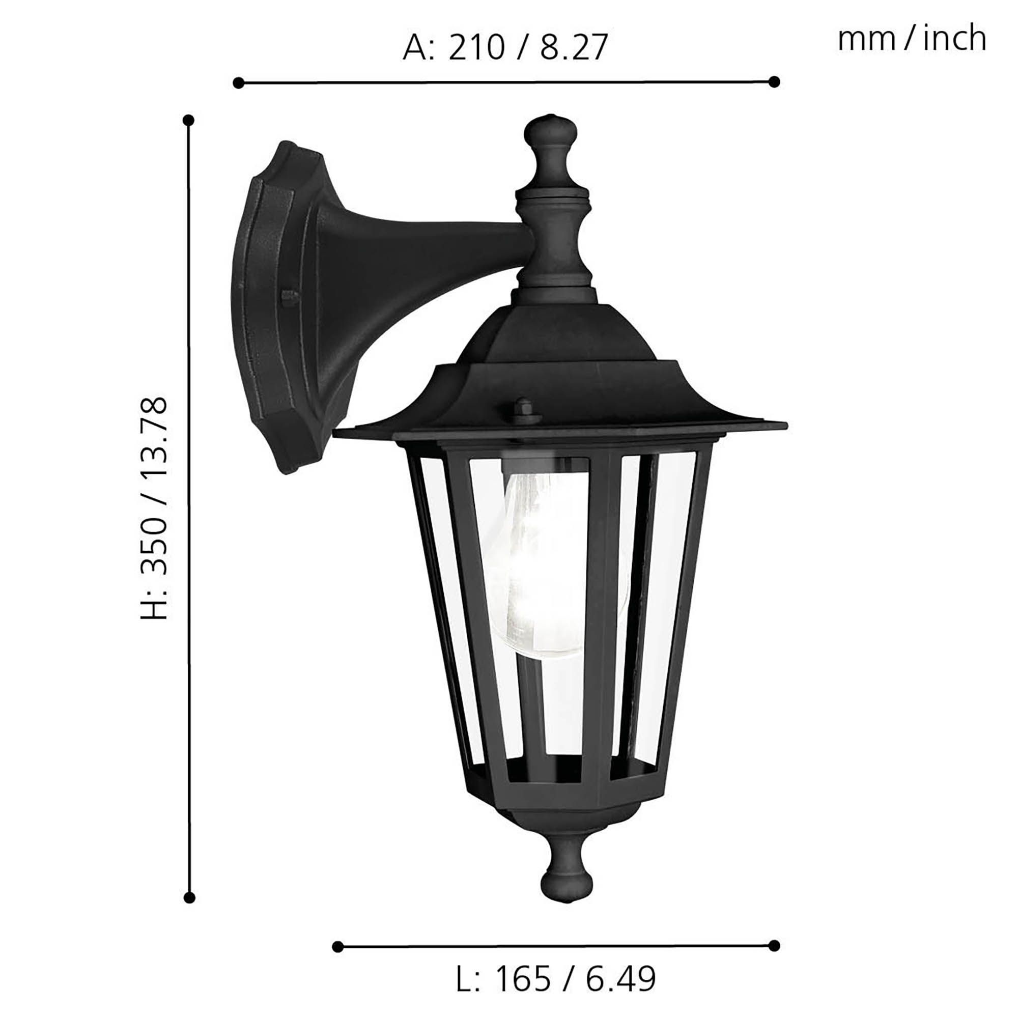 Applique extérieure descendante LATERNA 4 noir H35cm