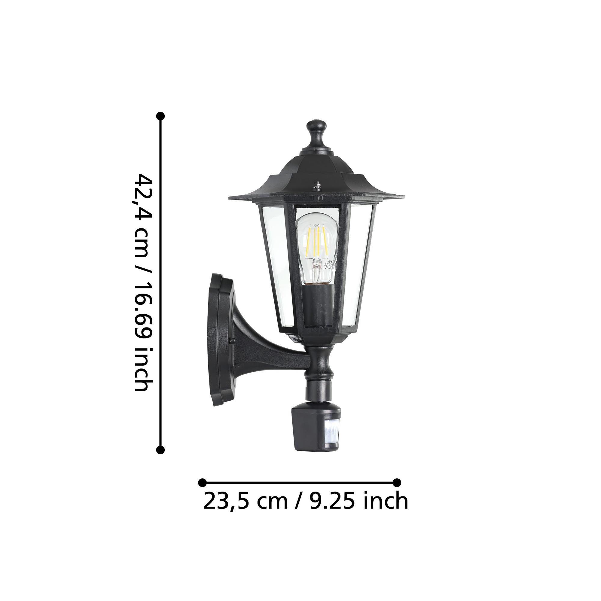 Applique extérieure détecteur montante  LATERNA 4 noir H36cm