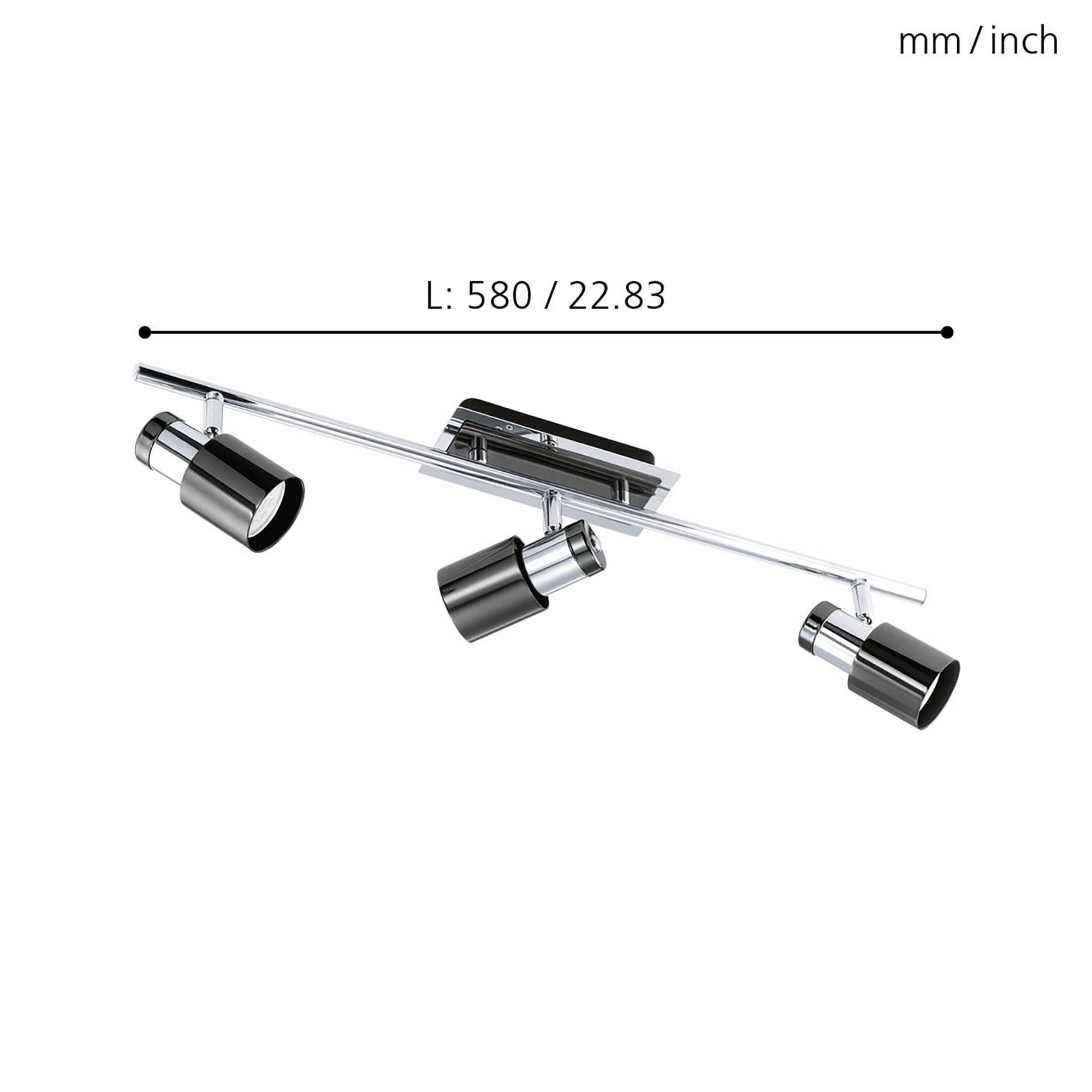 Réglette DAVIDA 1 noir/nickel L58cm