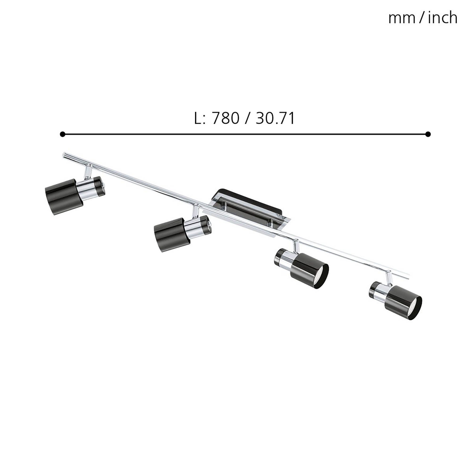 Réglette DAVIDA 1 noir/nickel L78cm