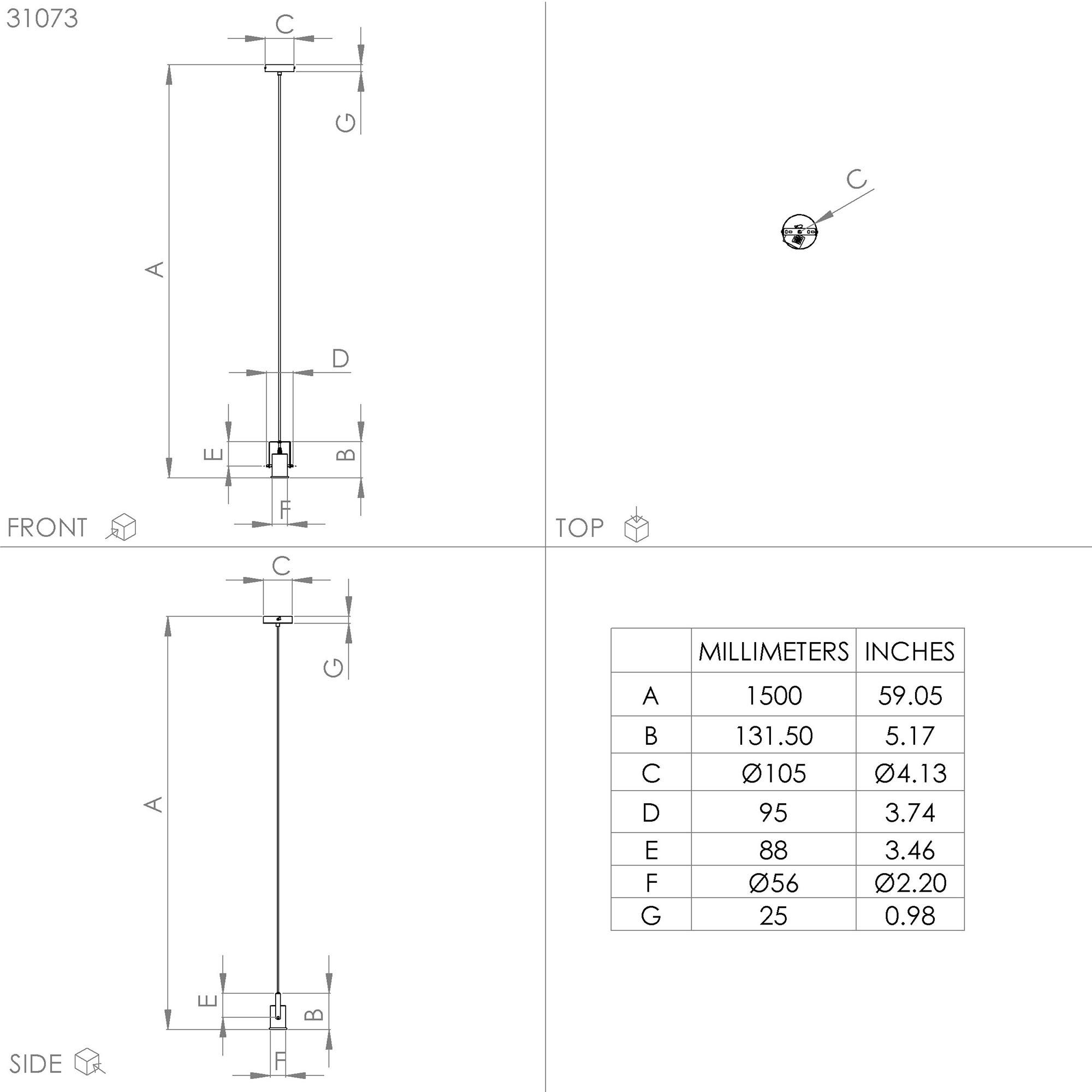 Suspension CALARI noir Ø10,5cm