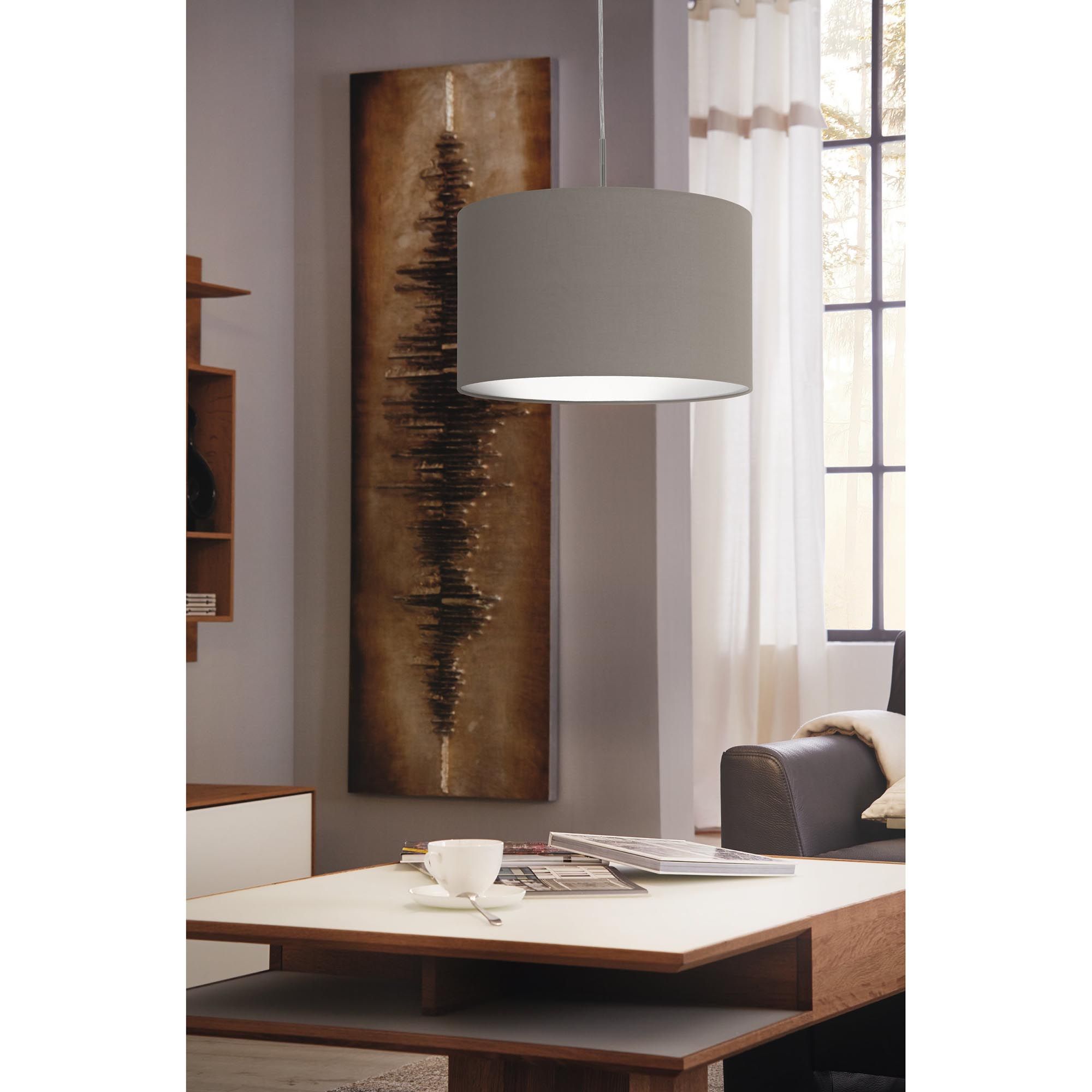 Suspension PASTERI tissu taupe Ø38cm