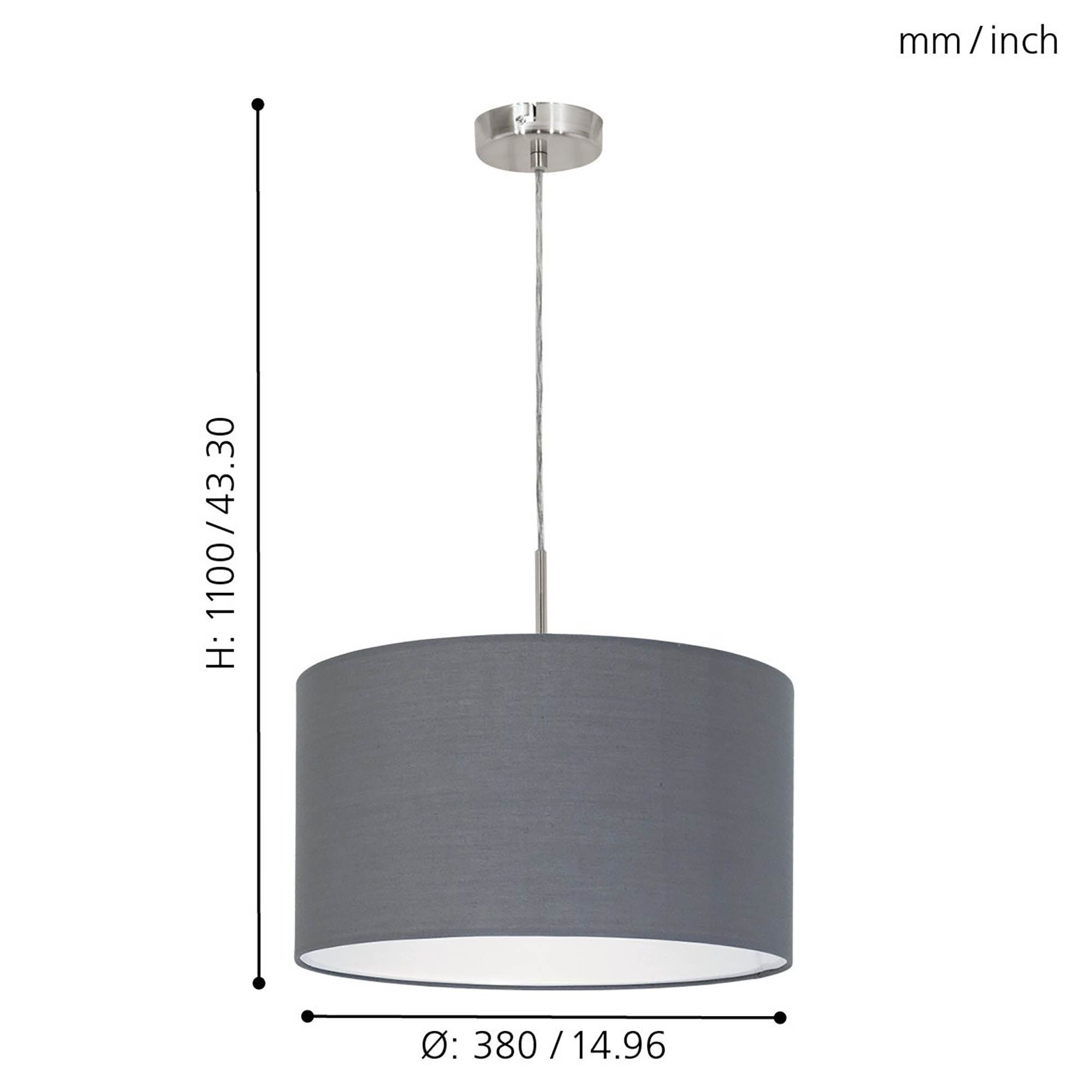 Suspension PASTERI tissu gris Ø38cm