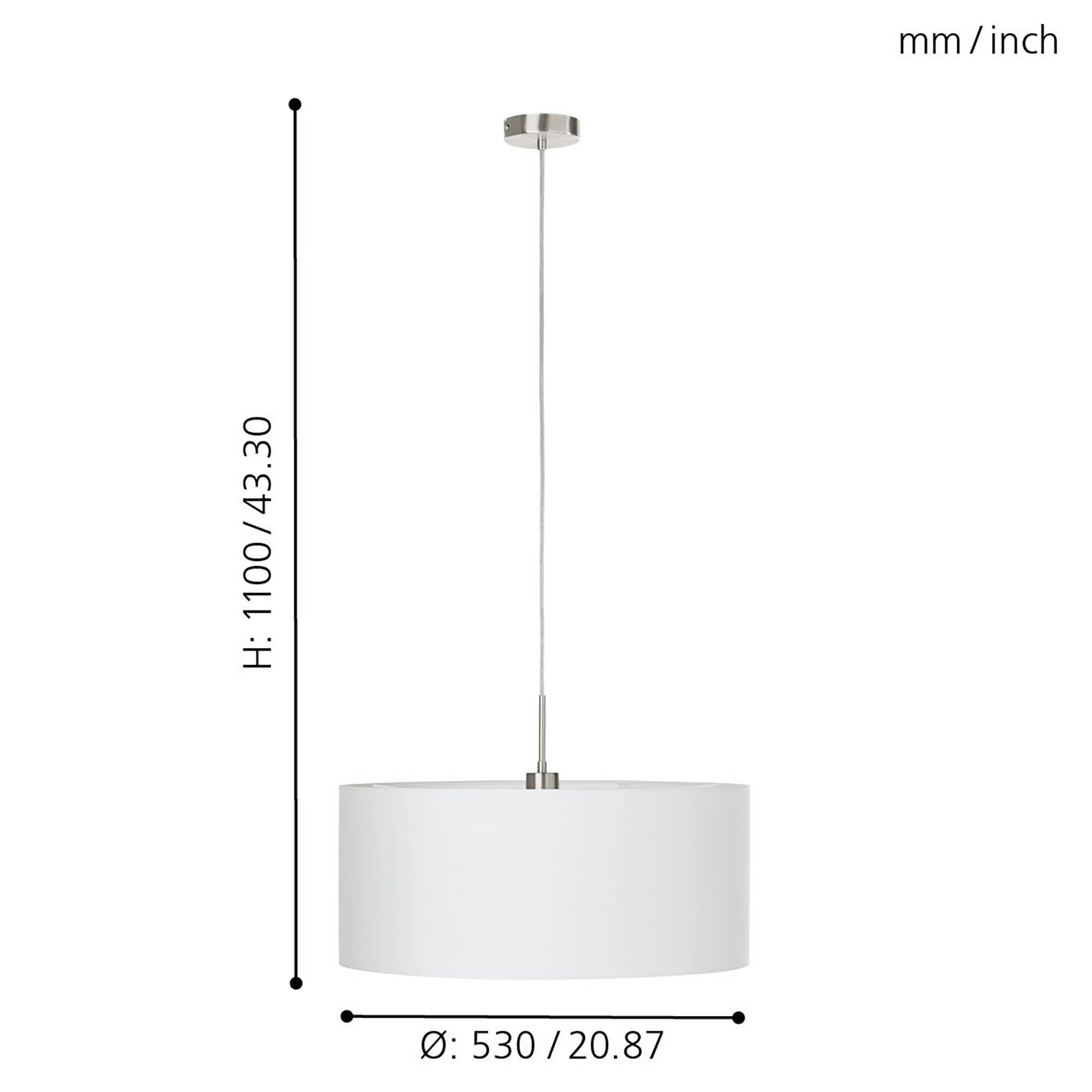 Suspension PASTERI tissu blanc Ø53cm