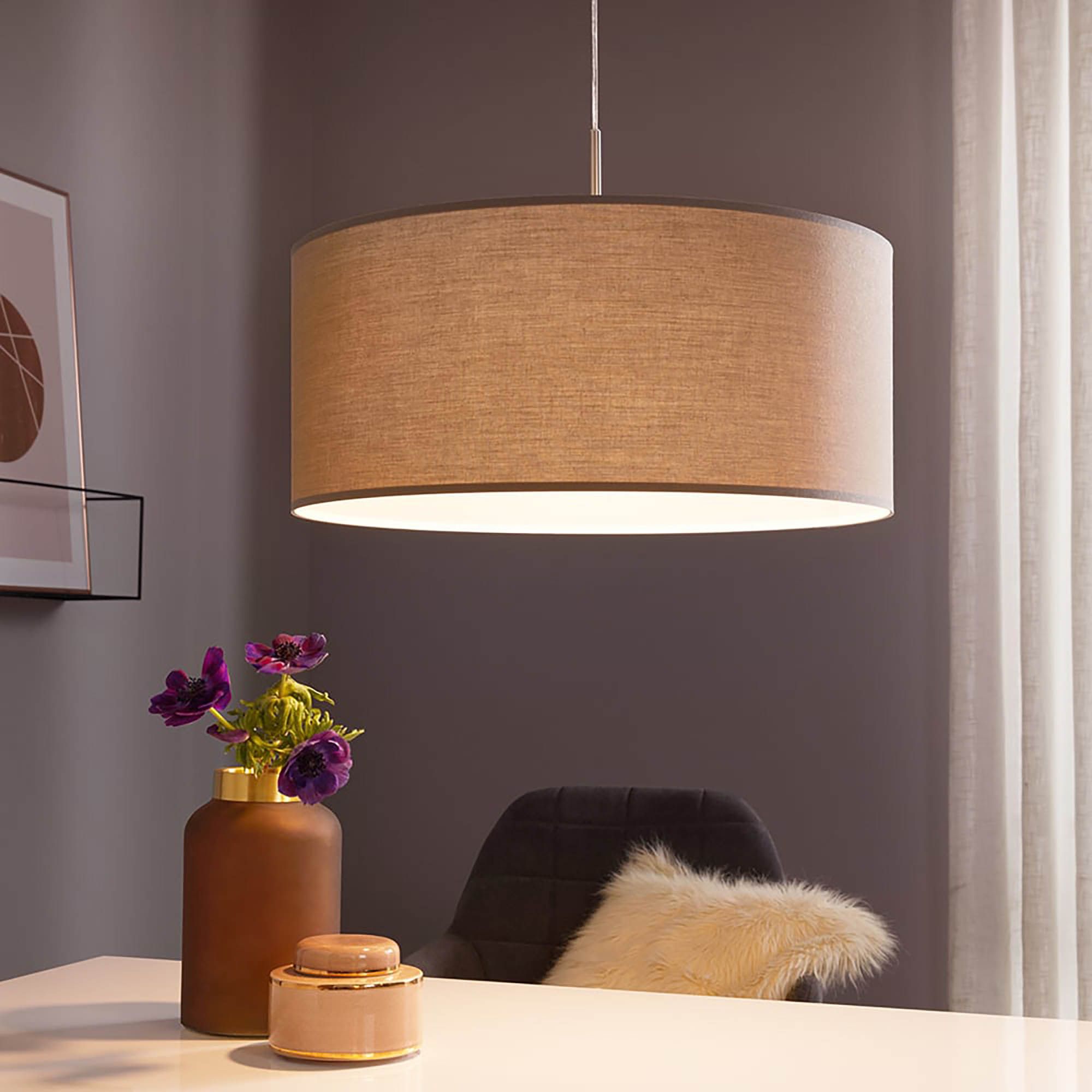 Suspension PASTERI tissu marron Ø53cm