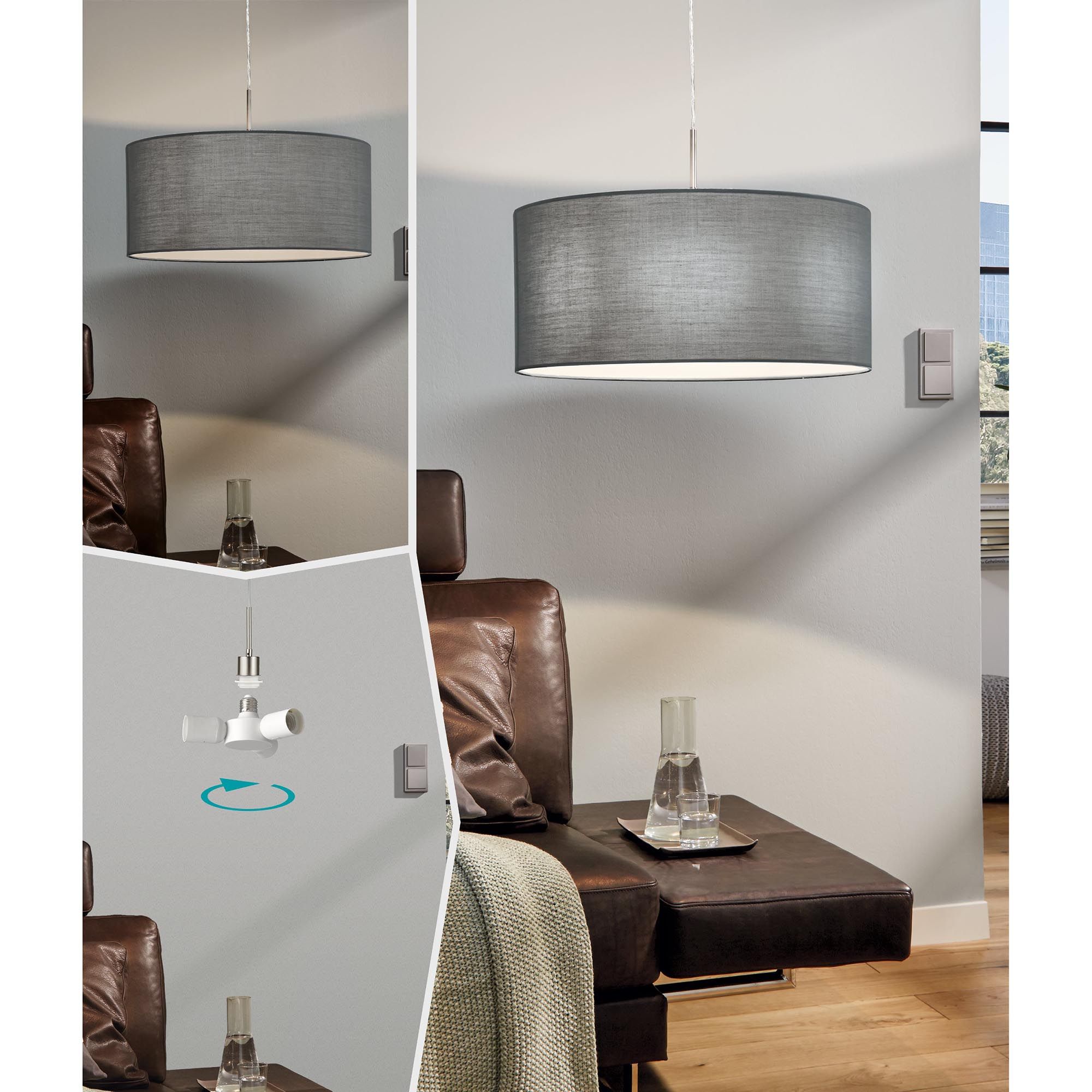 Suspension PASTERI tissu gris Ø53cm