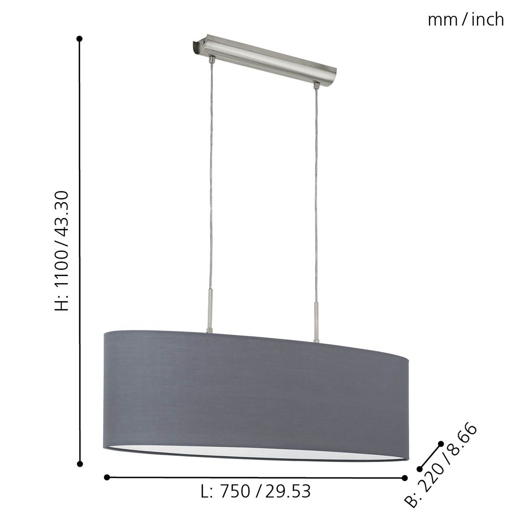 Suspension PASTERI tissu gris Ø75cm