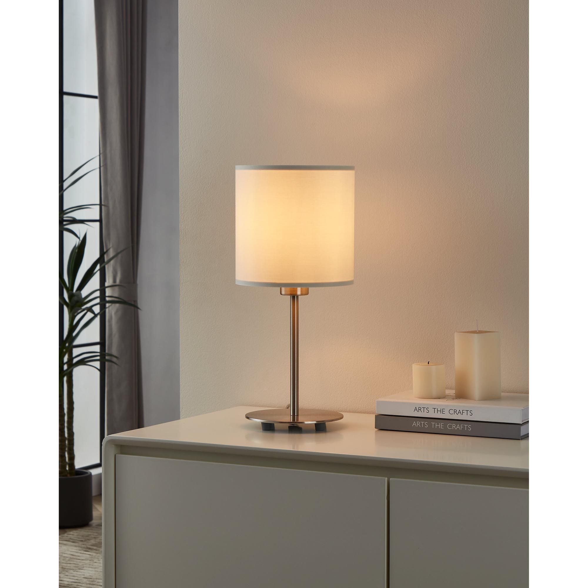 Lampe à poser PASTERI nickel/blanc H40cm