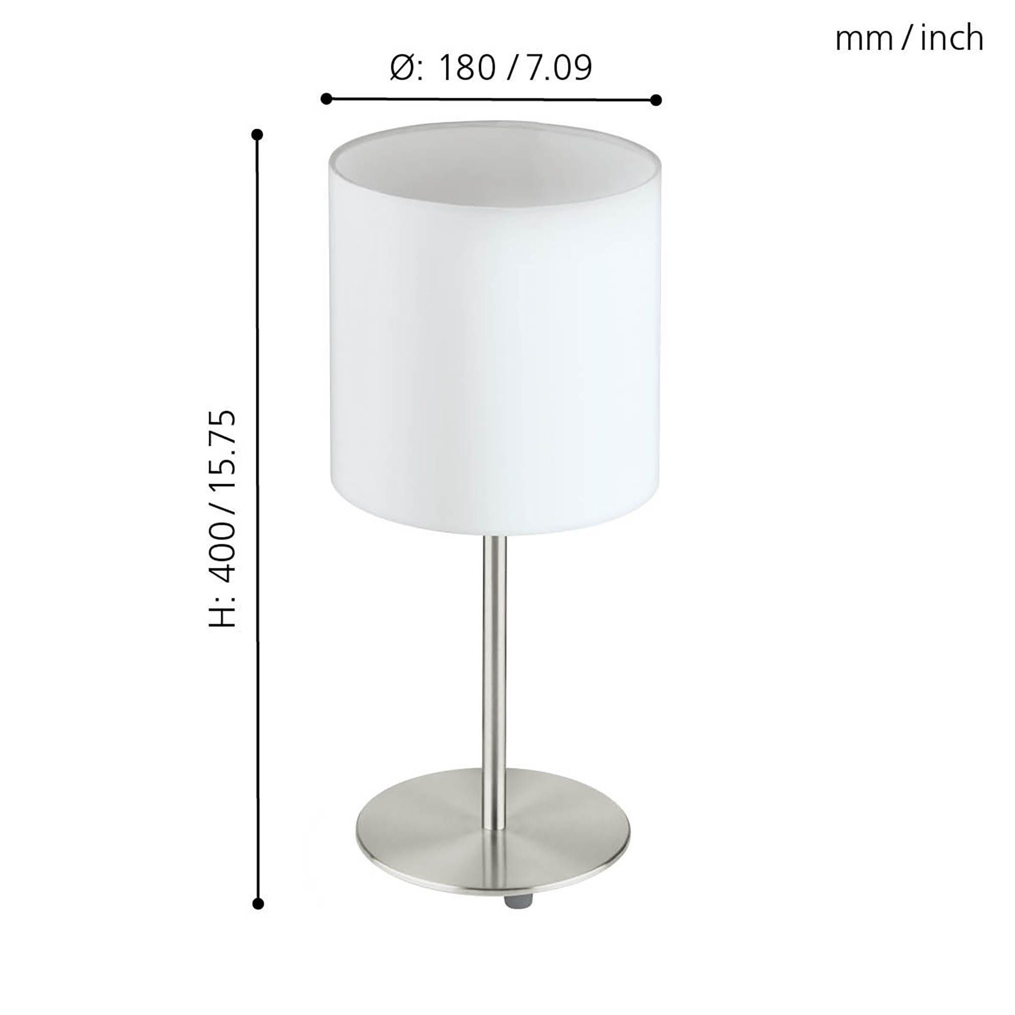 Lampe à poser PASTERI nickel/blanc H40cm