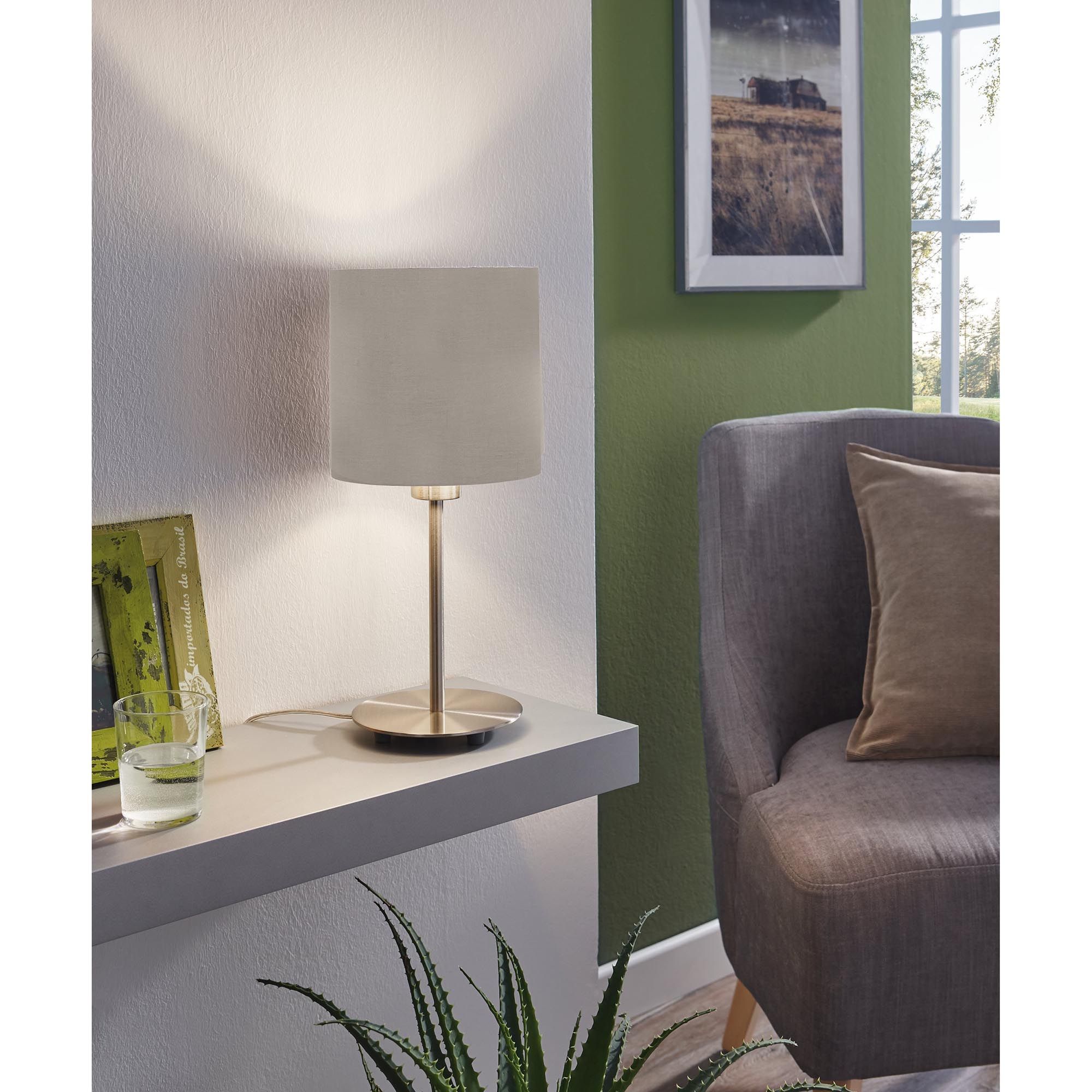 Lampe à poser PASTERI nickel/taupe H40cm