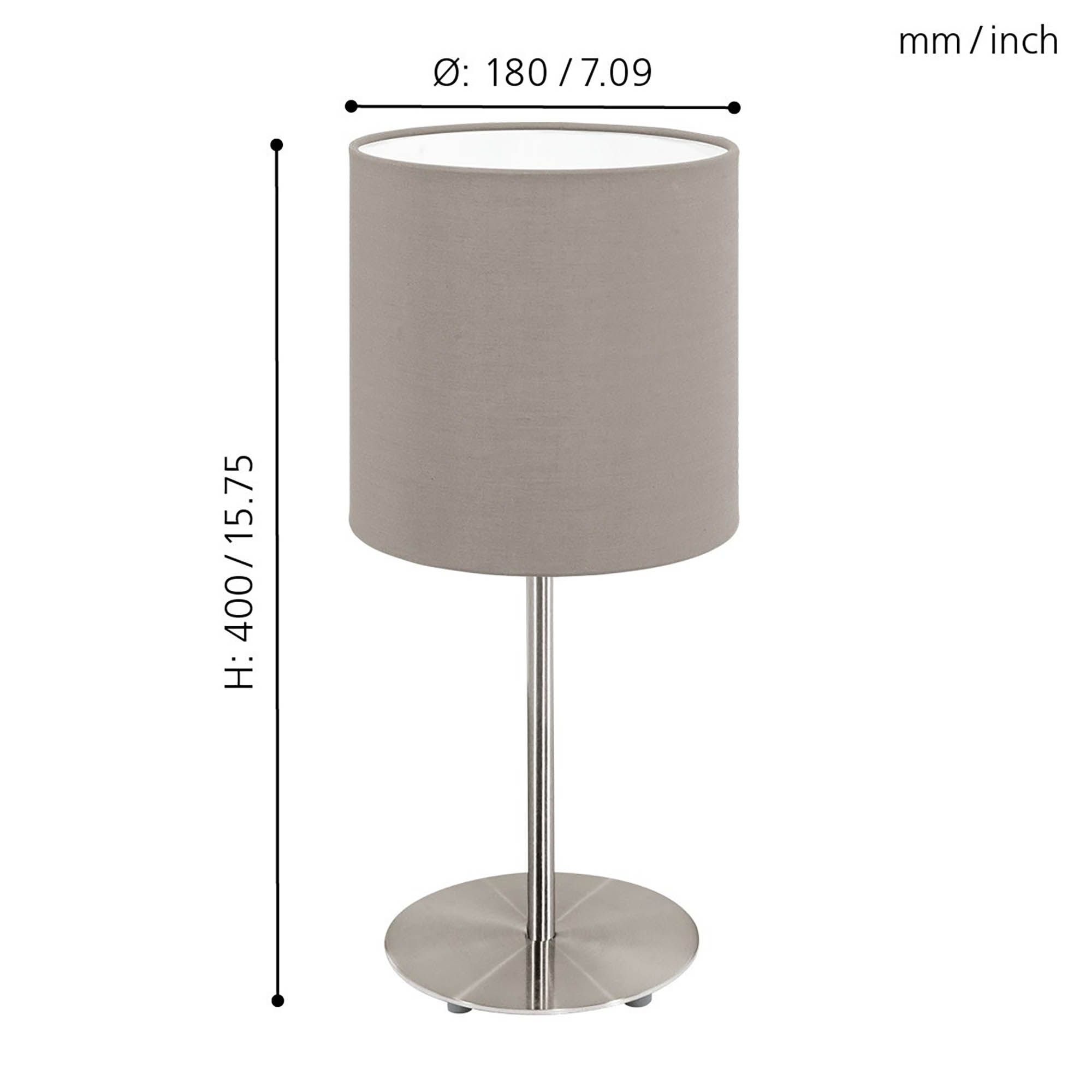 Lampe à poser PASTERI nickel/taupe H40cm