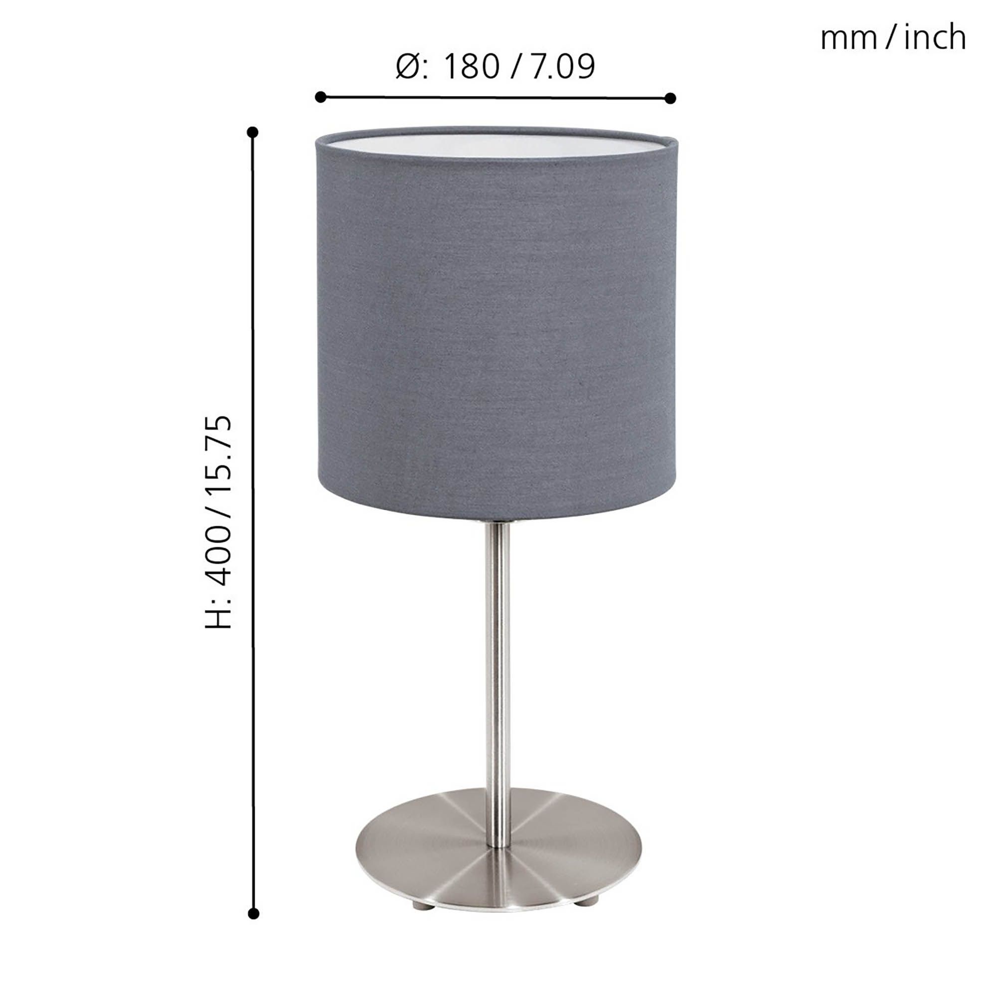 Lampe à poser PASTERI nickel/gris H40cm