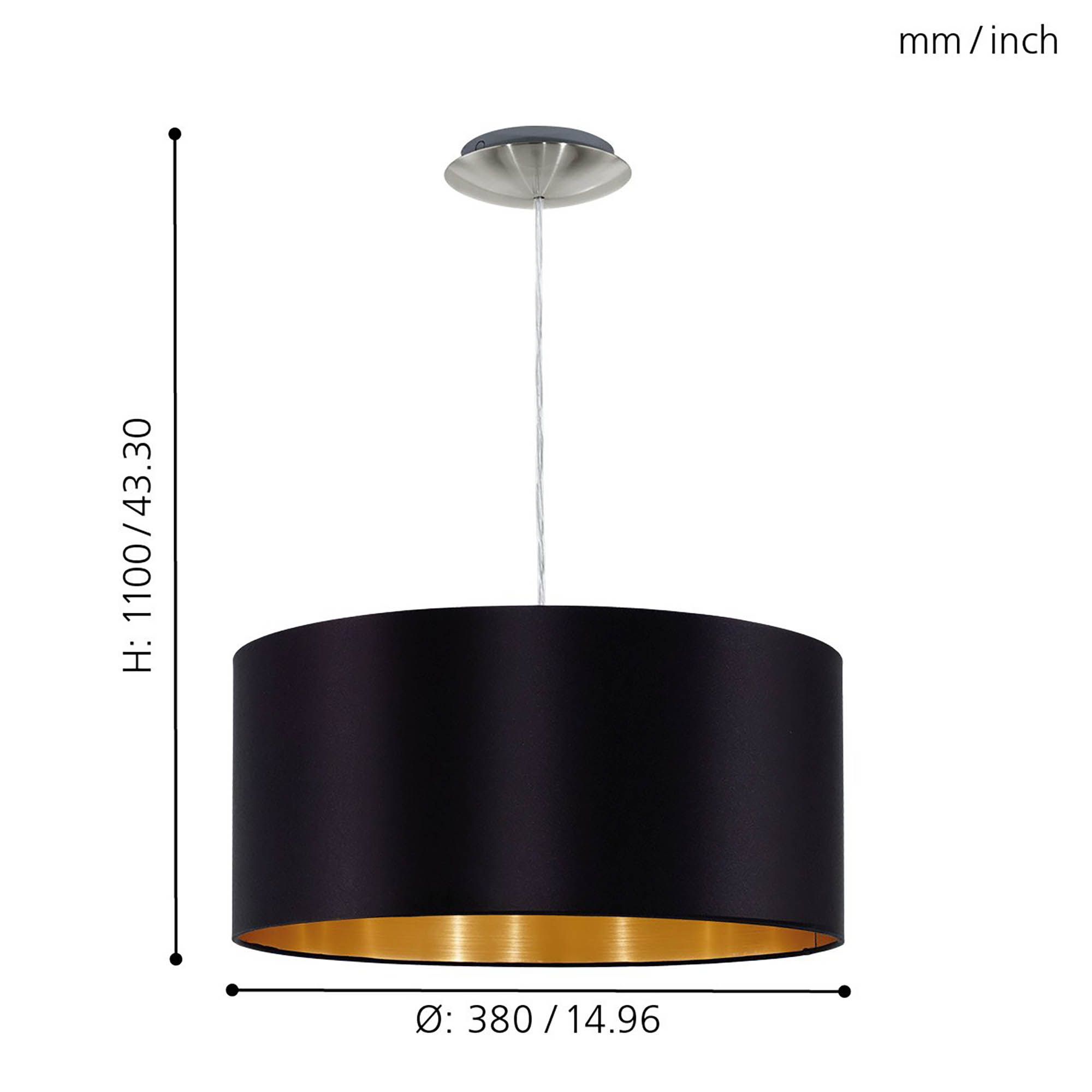 Suspension MASERLO noir/doré Ø38cm