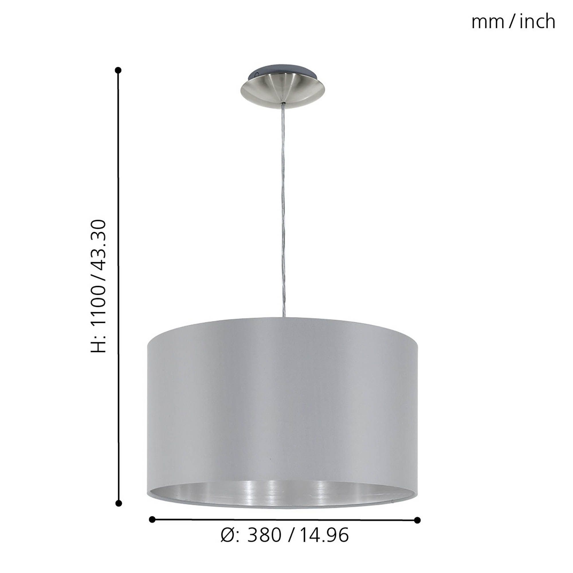Suspension MASERLO gris Ø38cm