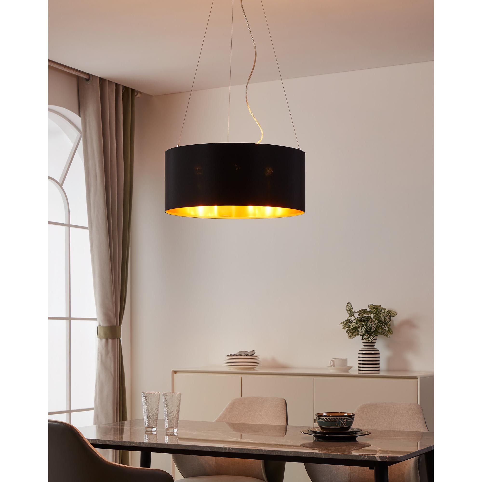 Suspension MASERLO noir/doré Ø53cm