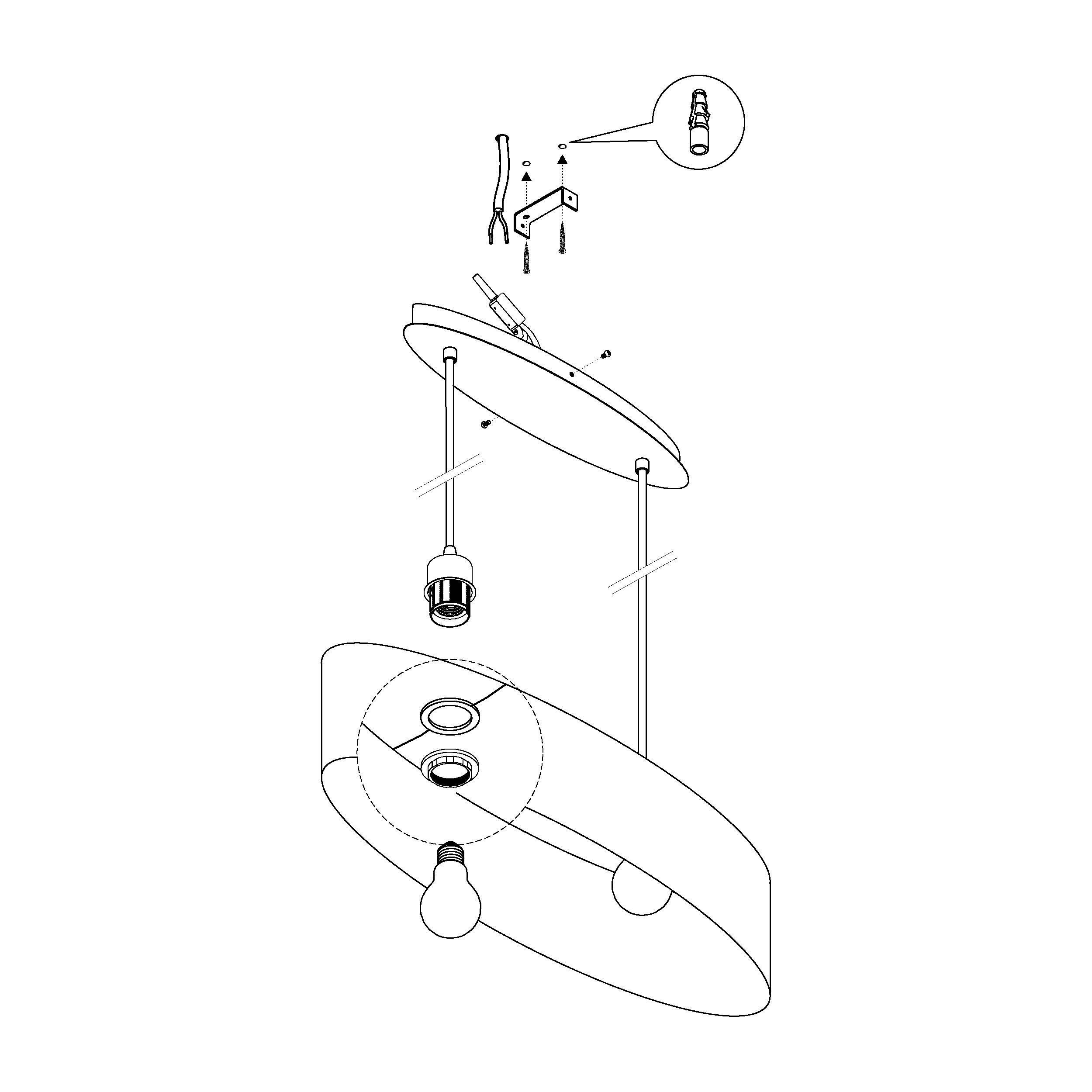 Suspension MASERLO noir/doré L78cm