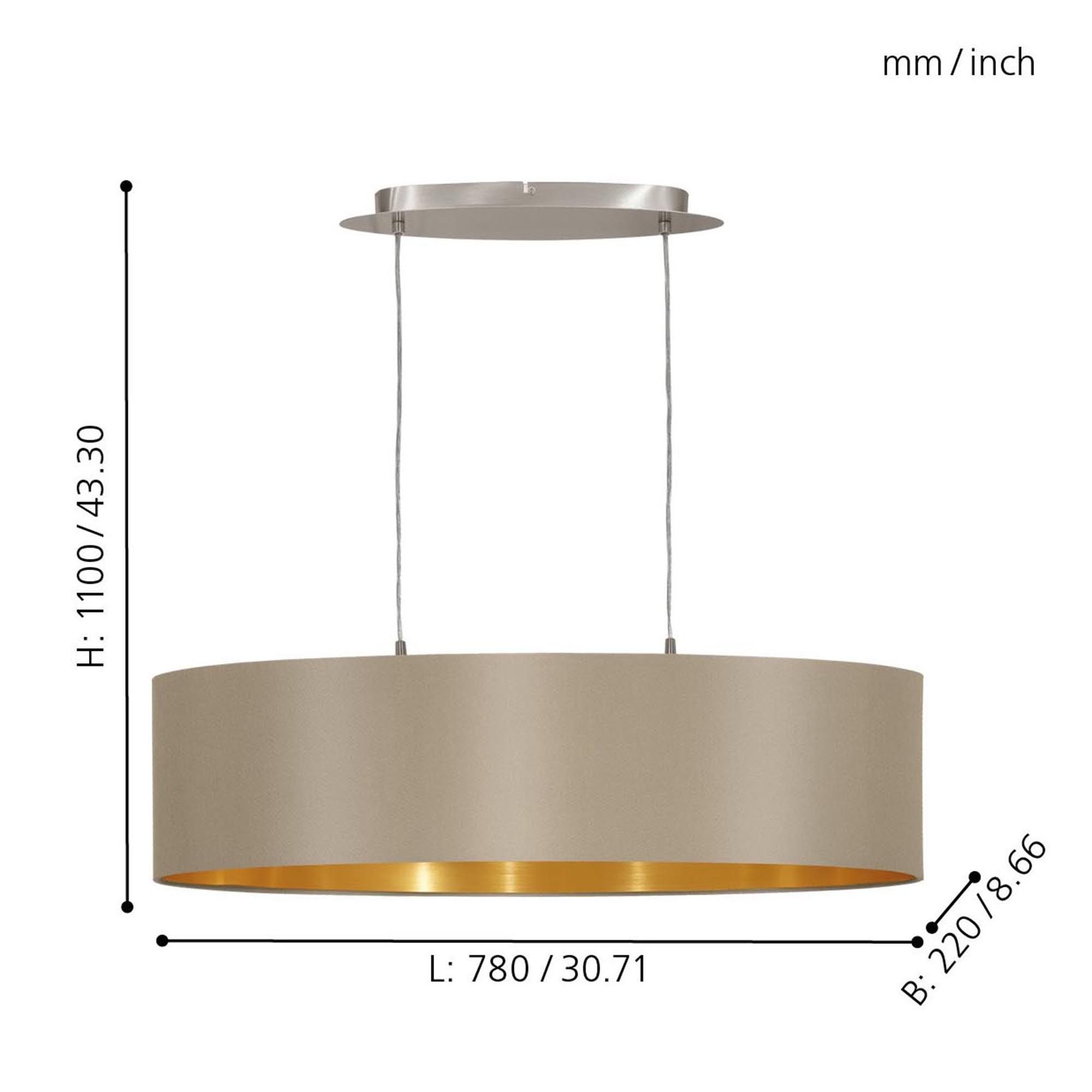 Suspension MASERLO taupe/doré L78cm