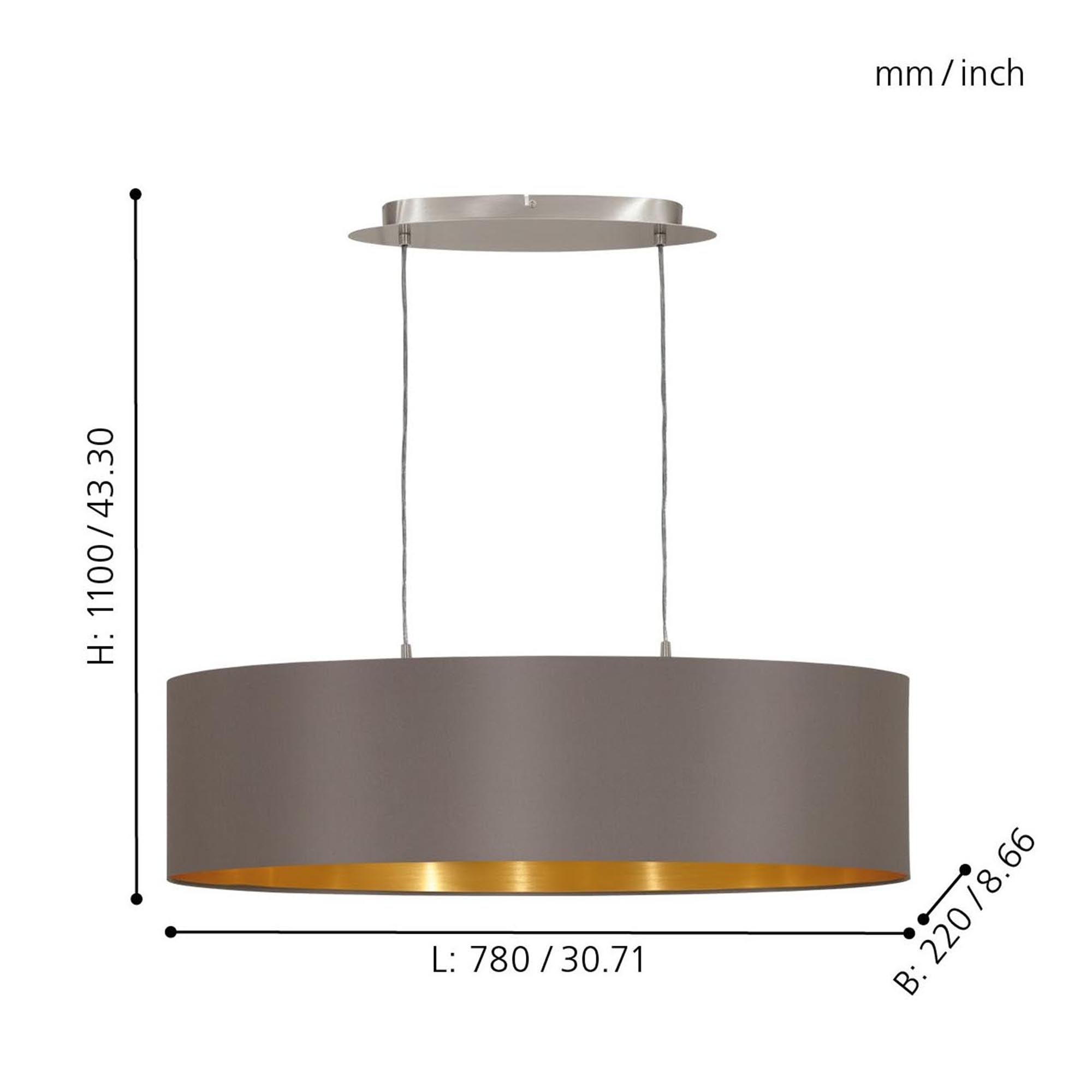 Suspension MASERLO marron/doré L78cm