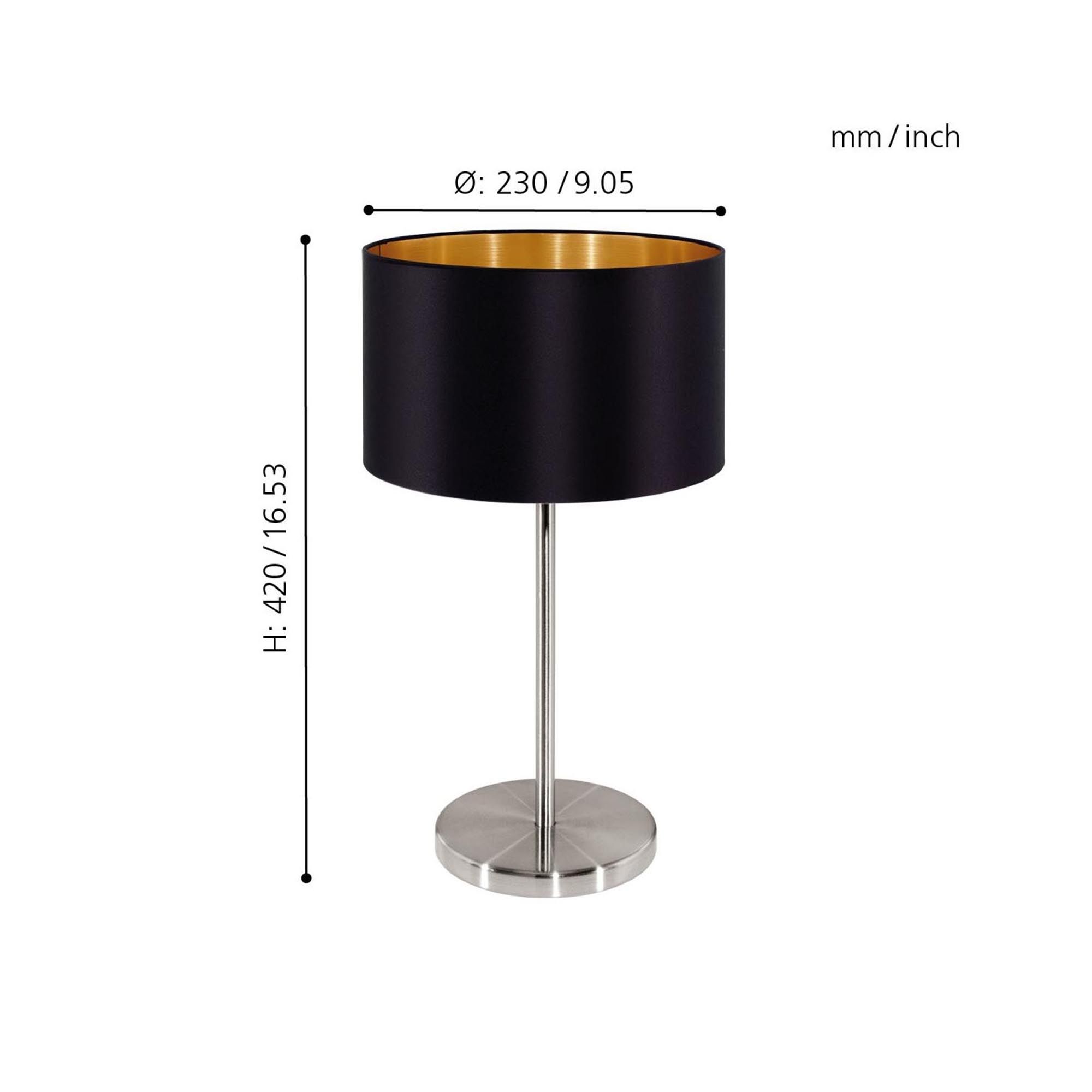 Lampe à poser MASERLO nickel/noir H42cm