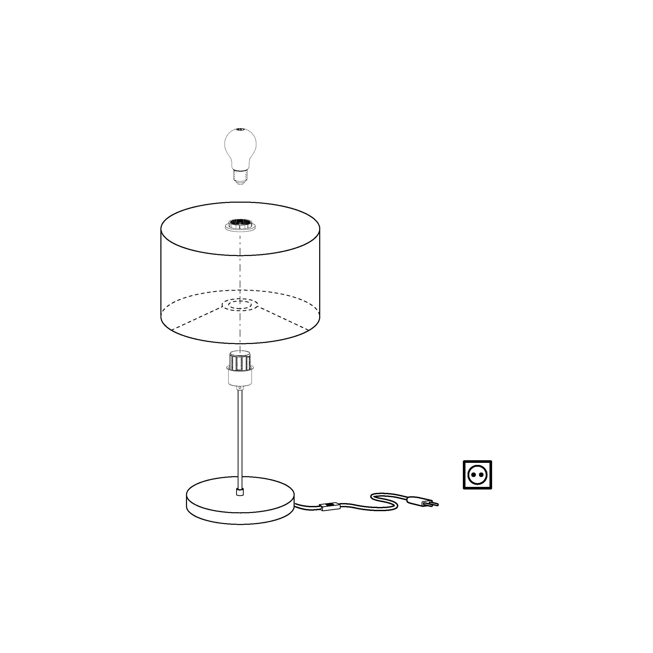 Lampe à poser MASERLO nickel/noir H42cm