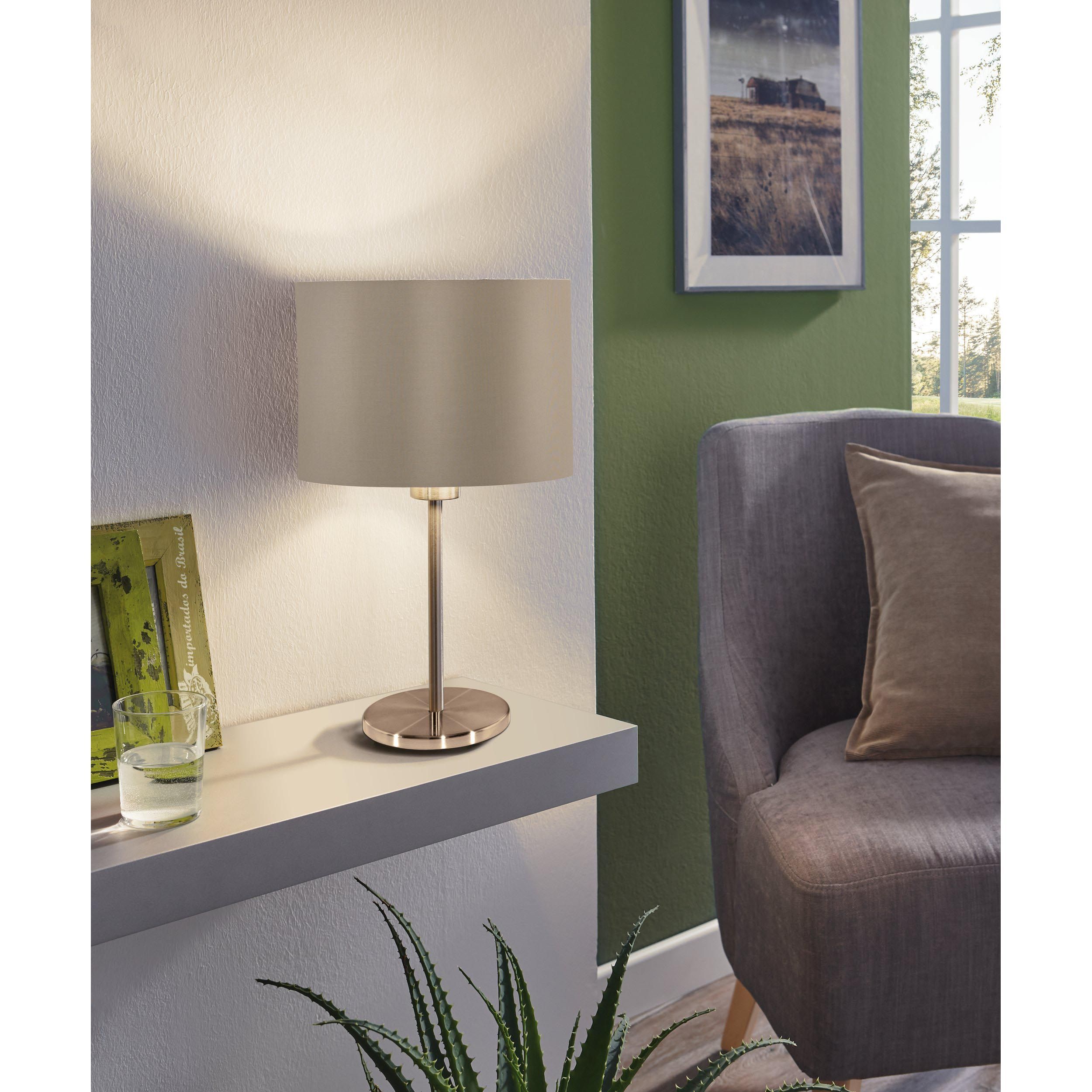 Lampe à poser MASERLO nickel/taupe/doré H42cm