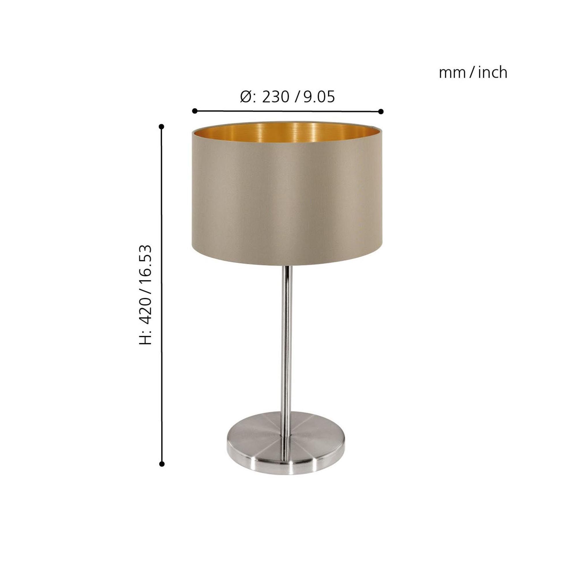 Lampe à poser MASERLO nickel/taupe/doré H42cm
