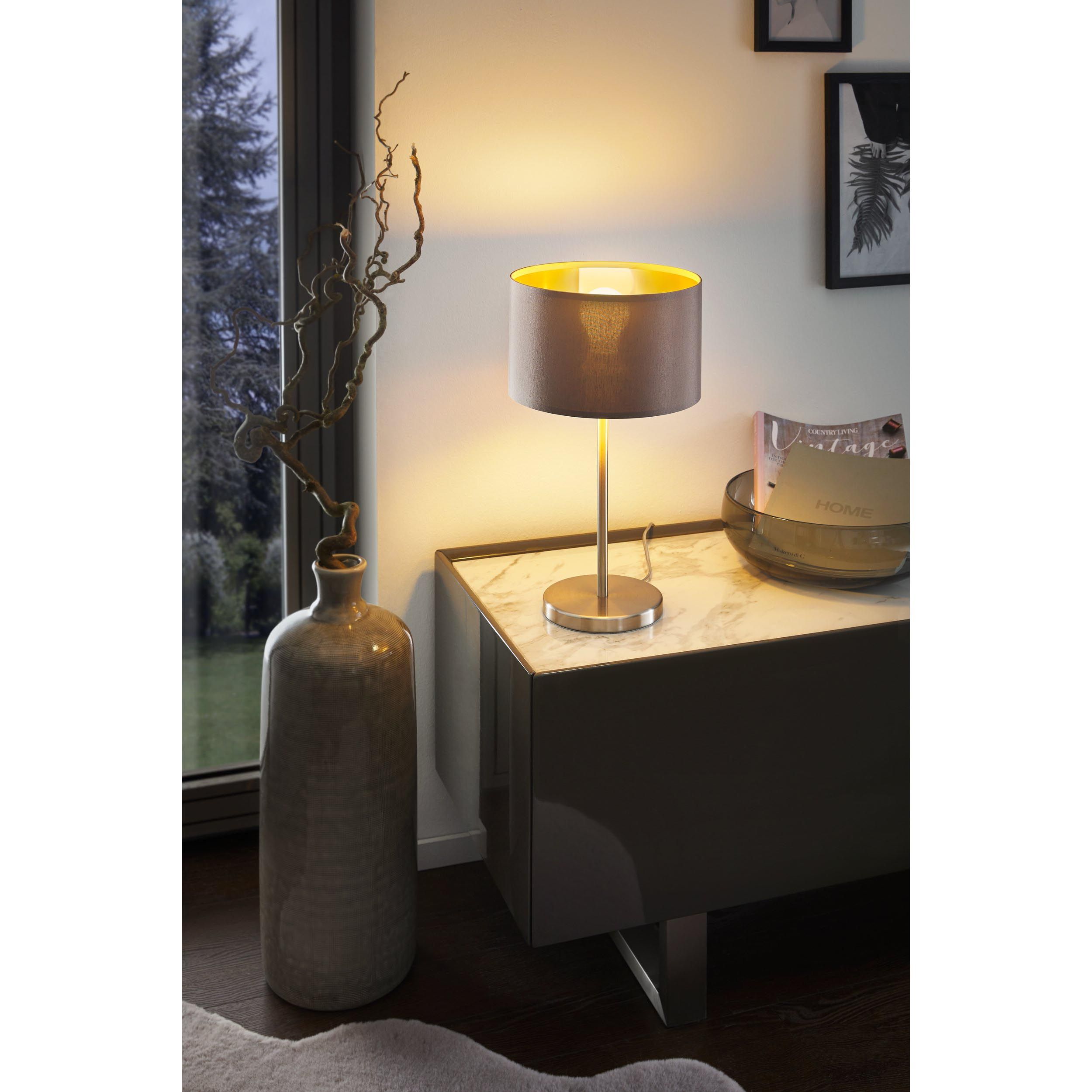 Lampe à poser MASERLO nickel/marron H42cm