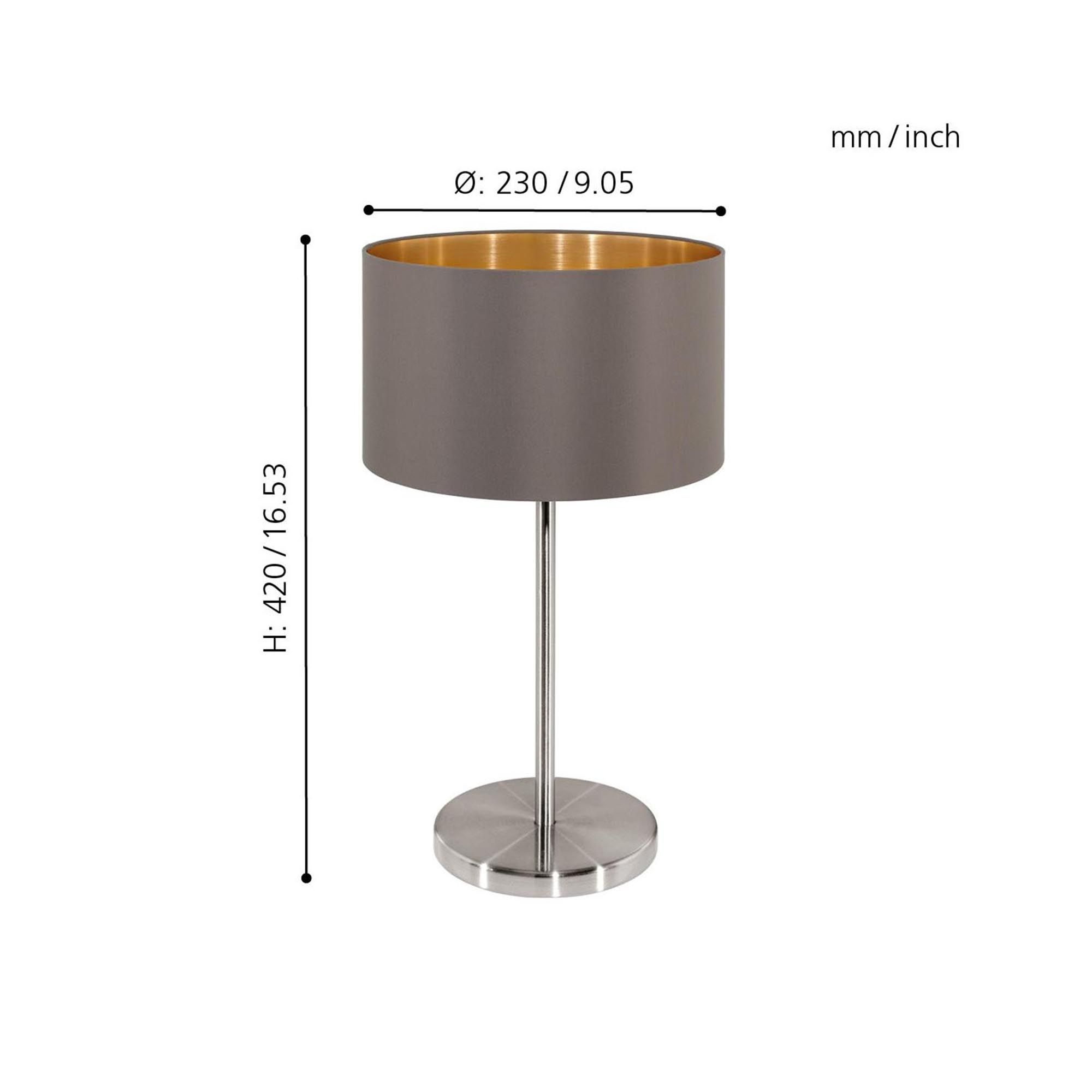 Lampe à poser MASERLO nickel/marron H42cm