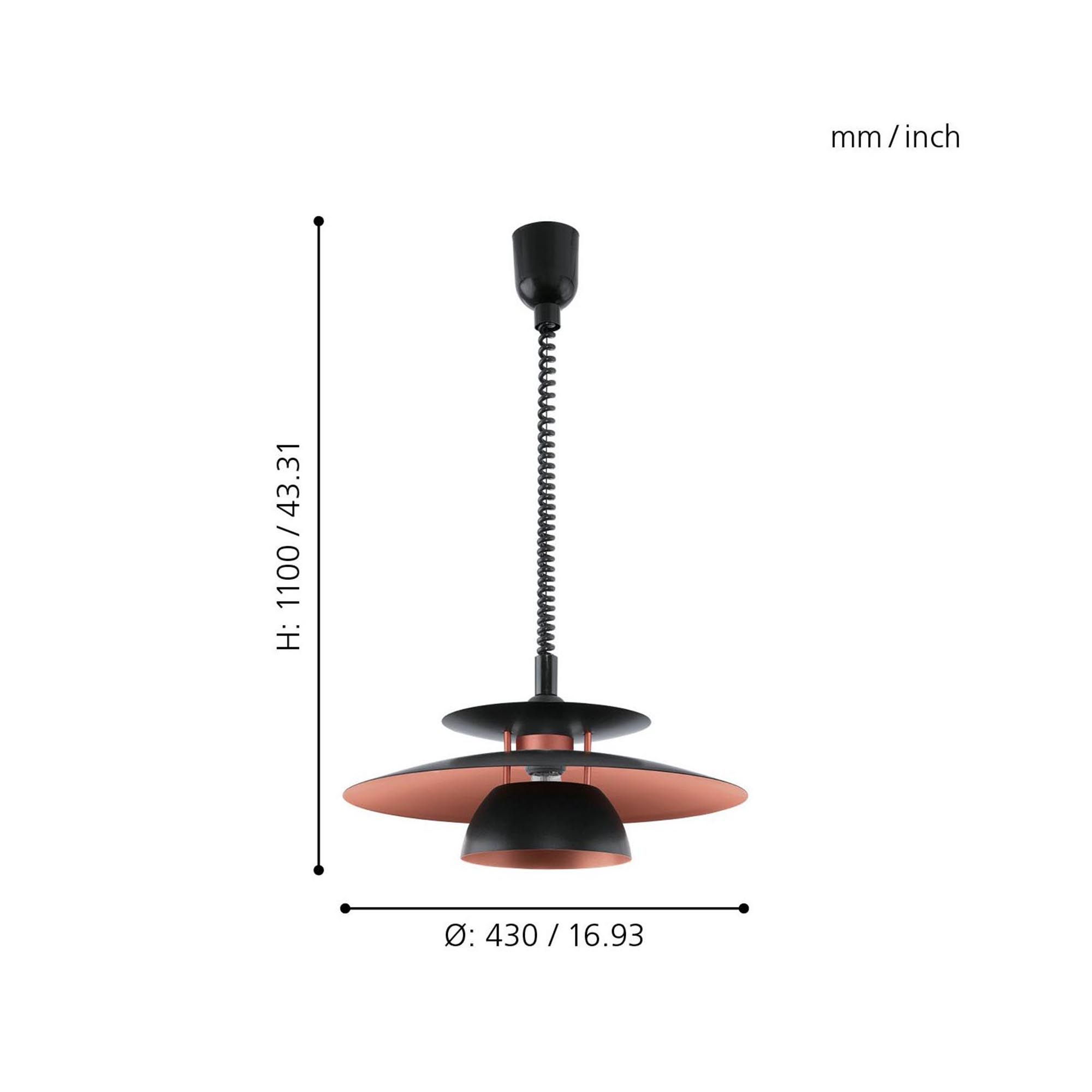 Suspension BRENDA noir/doré Ø43cm
