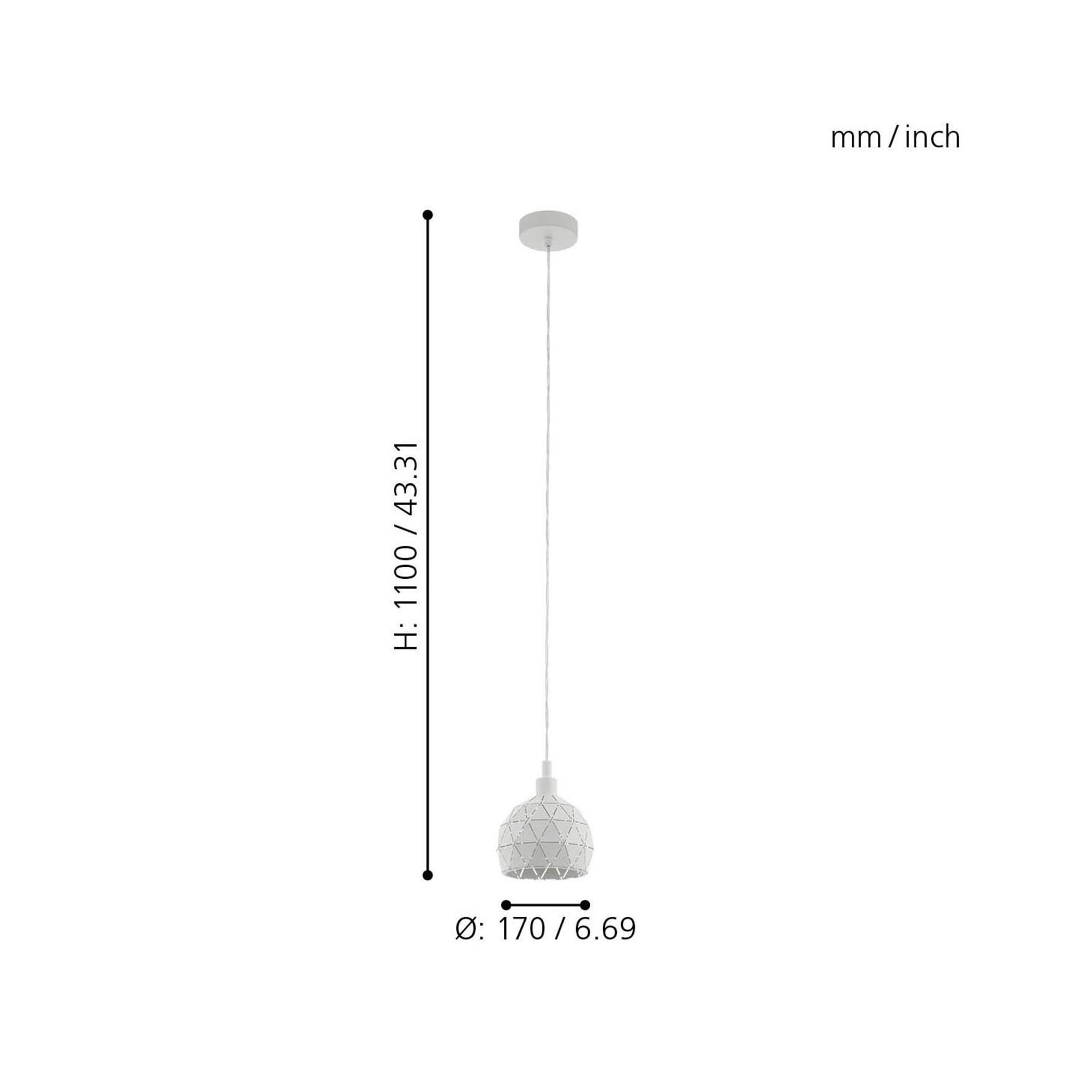Suspension ROCCAFORTE blanc Ø17cm