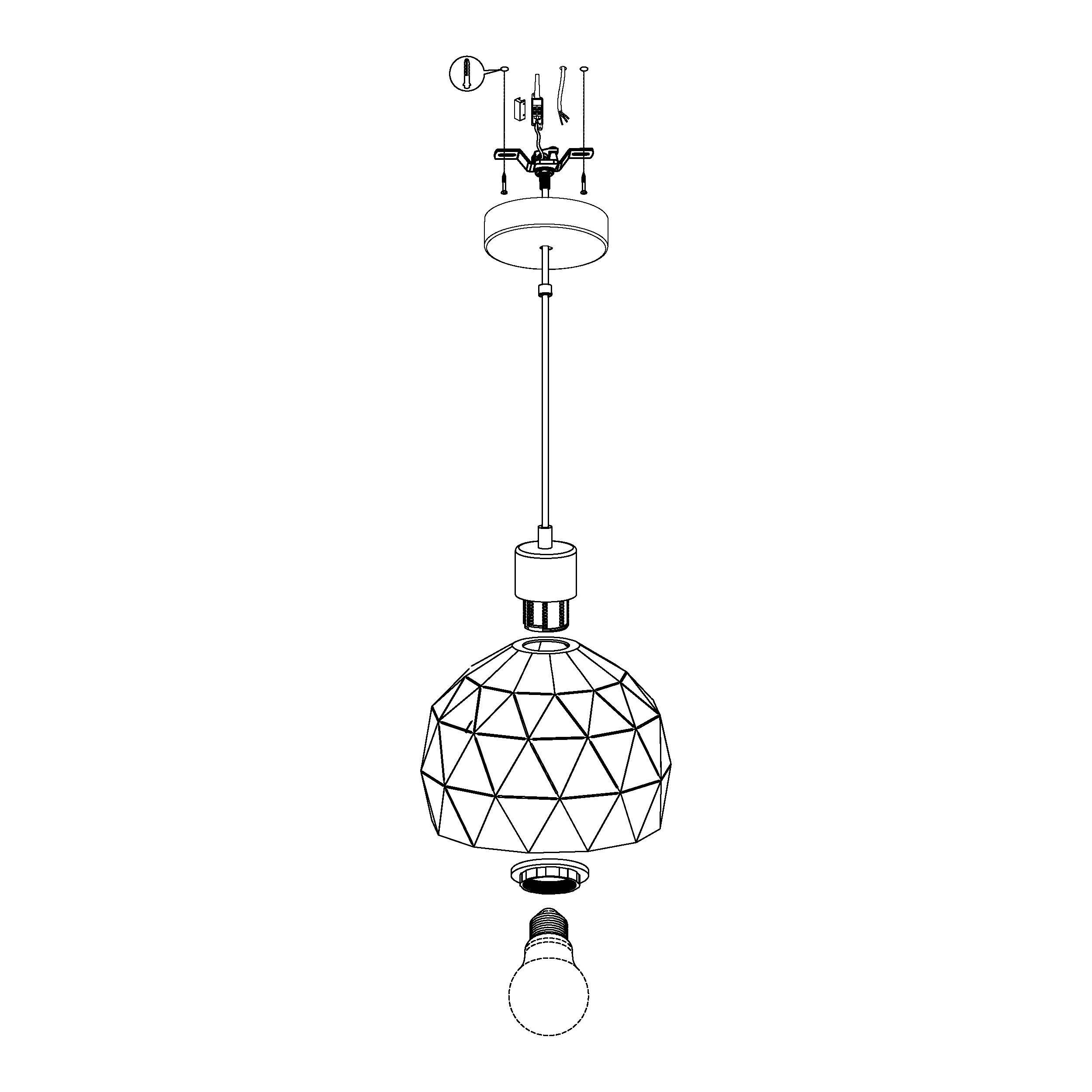 Suspension métal noir ROCCAFORTE E14 1X40W