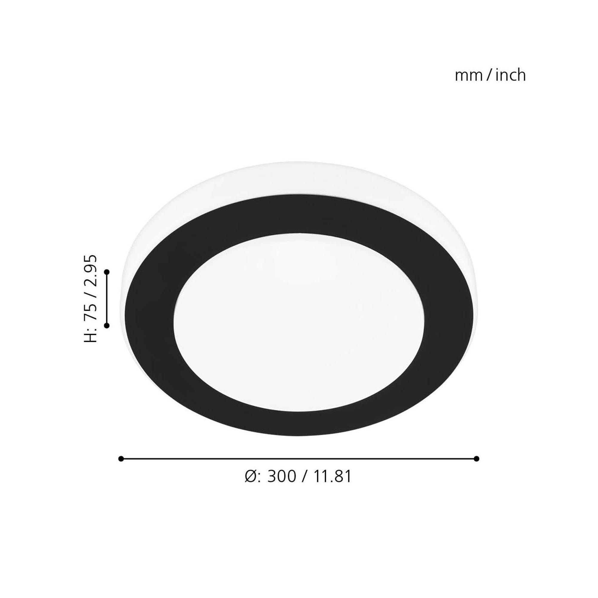 Plafonnier LED CARPI noir Ø30cm