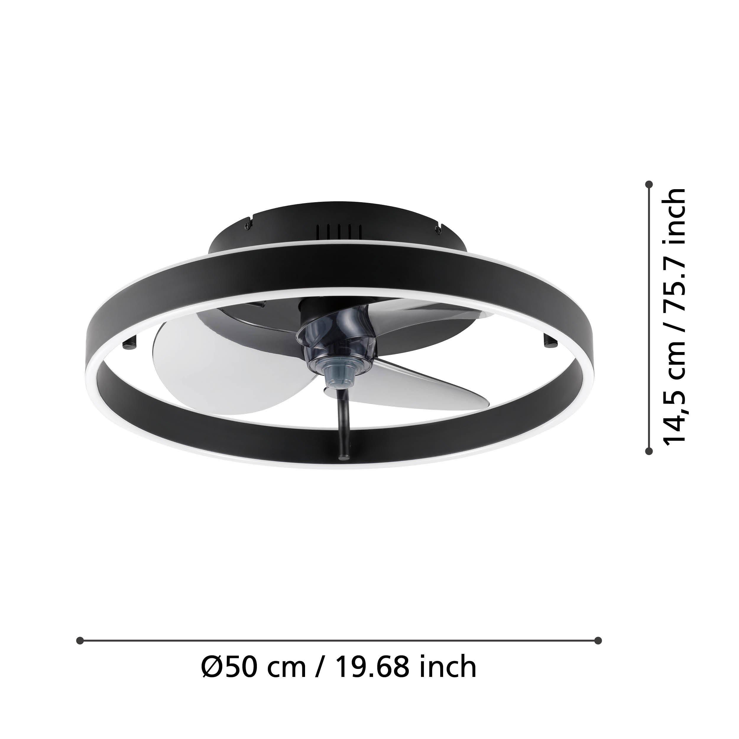 Ventilateur LED dimmable MARINELLA noir Ø50cm