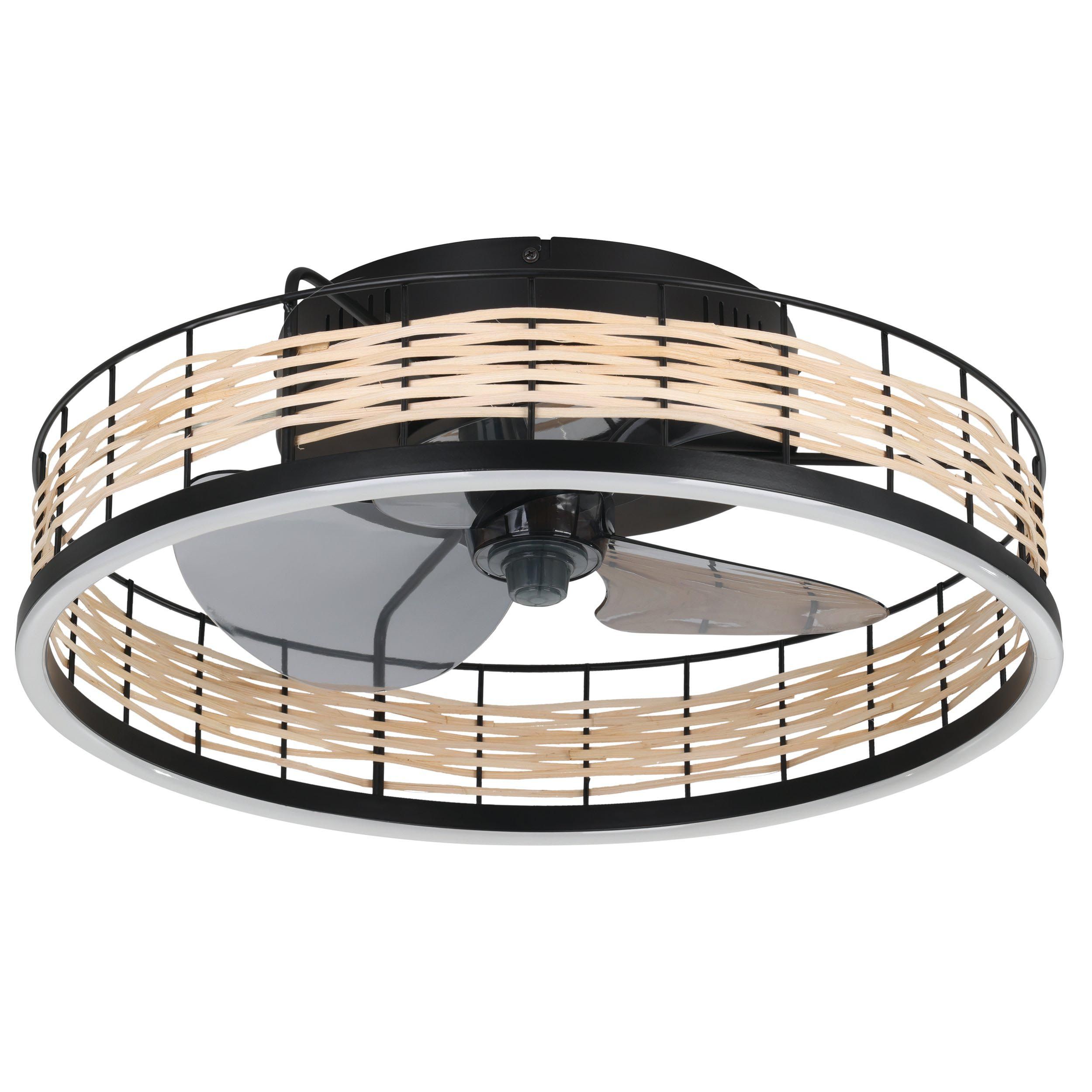 Ventilateur LED FRANA naturel Ø50cm
