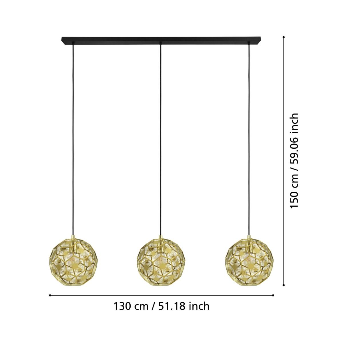 Suspension métal doré SKOURA E27 3X60W