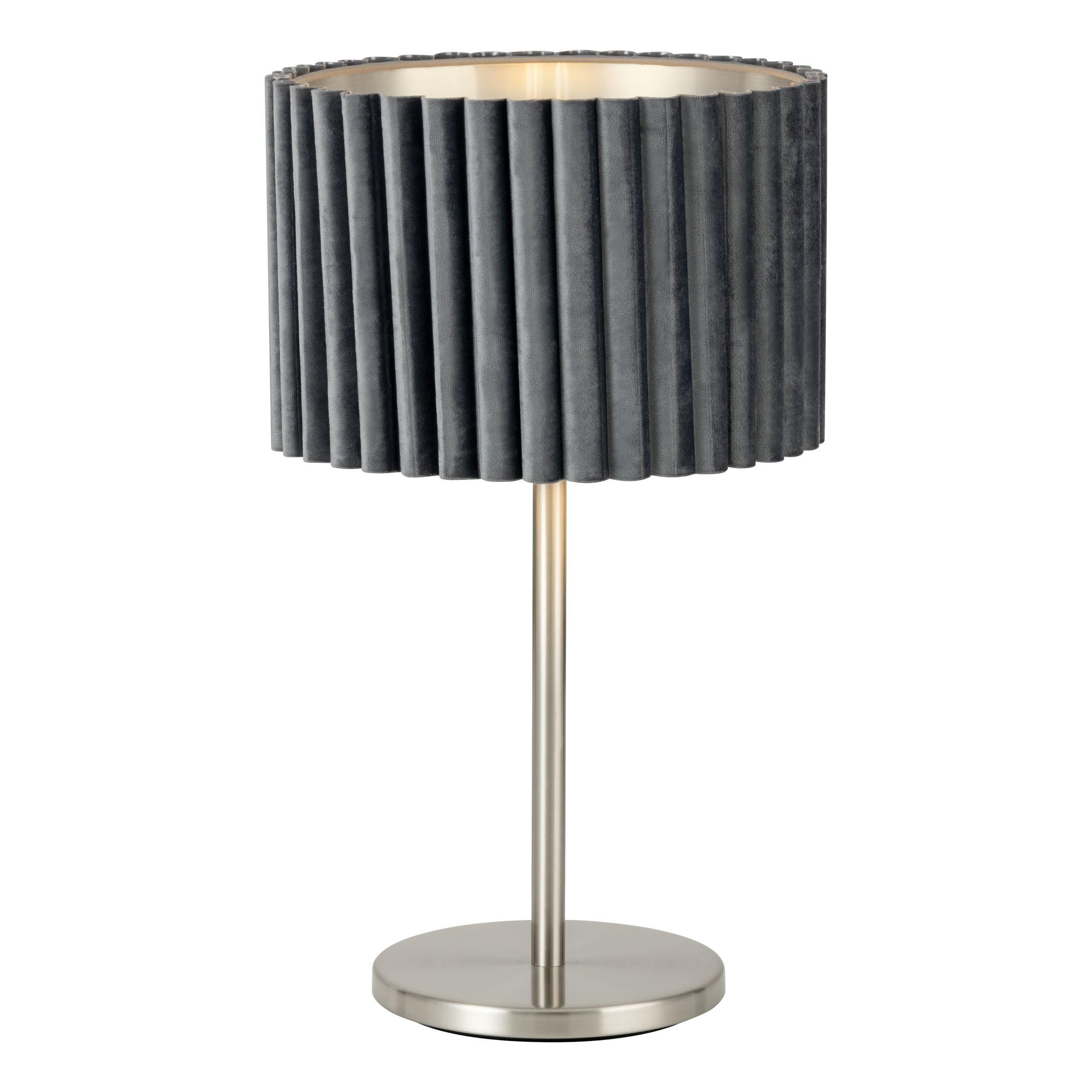 Lampe de table velours gris TAMARESCO E27 1X40W