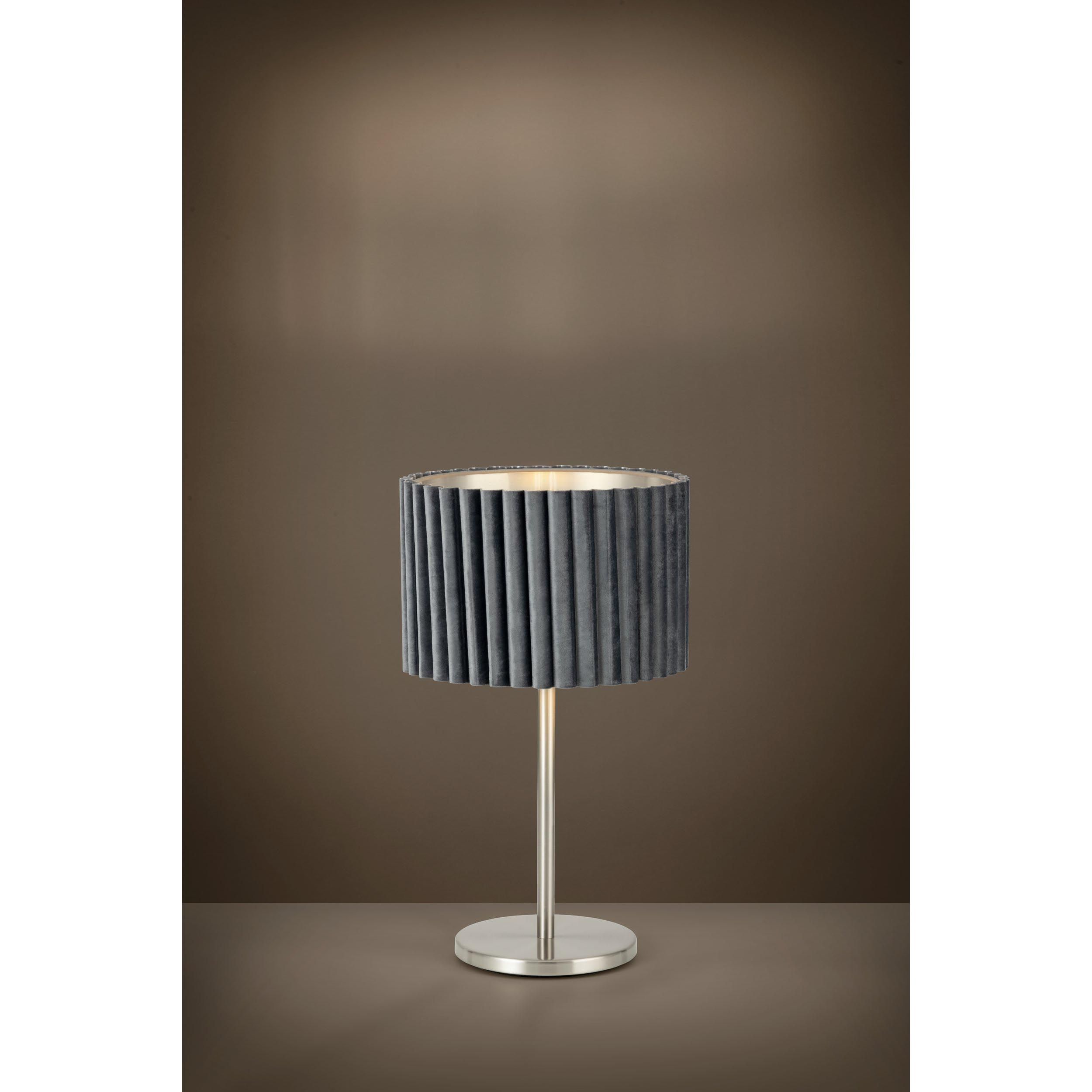 Lampe de table velours gris TAMARESCO E27 1X40W