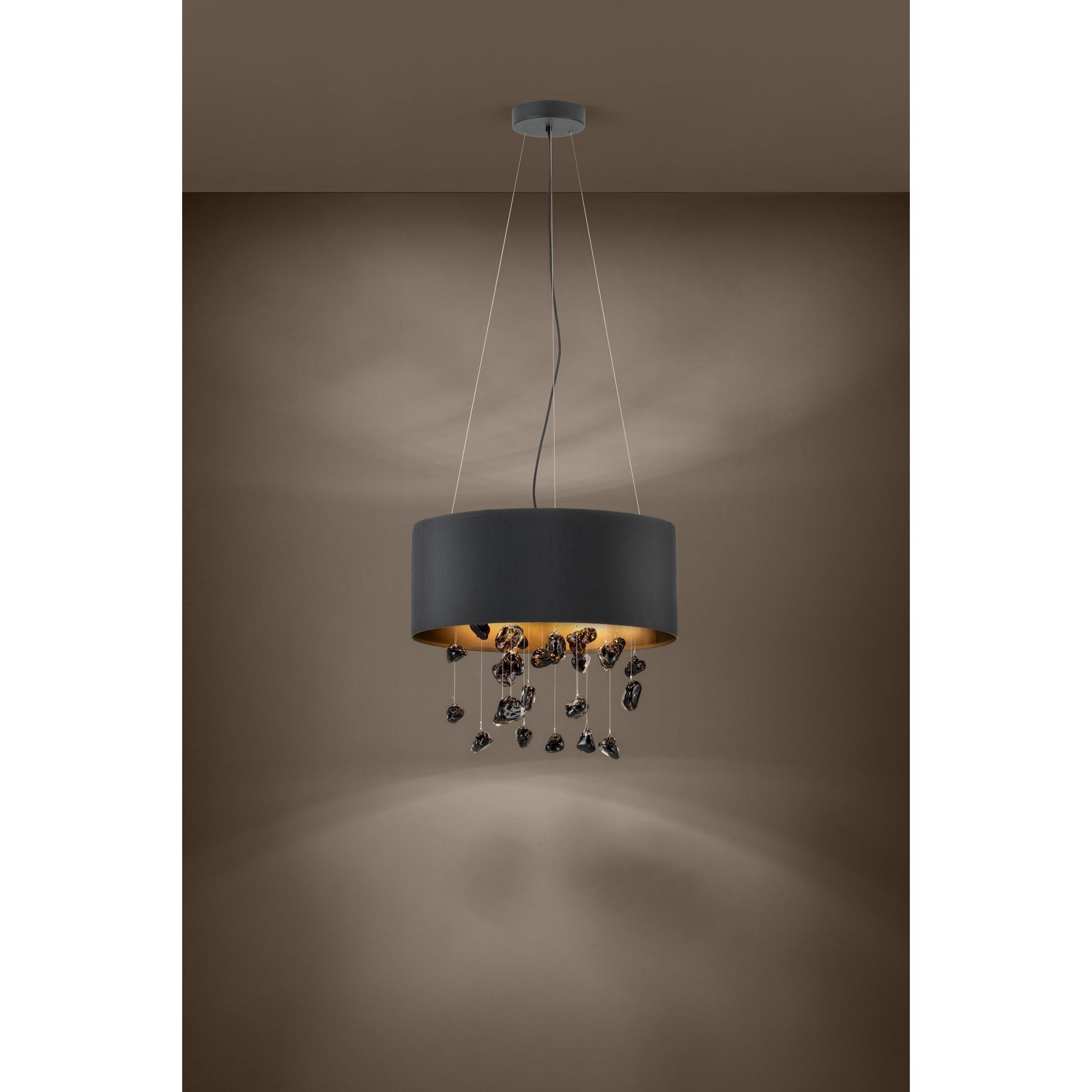 Suspension ESCUELA tissu noir Ø53cm