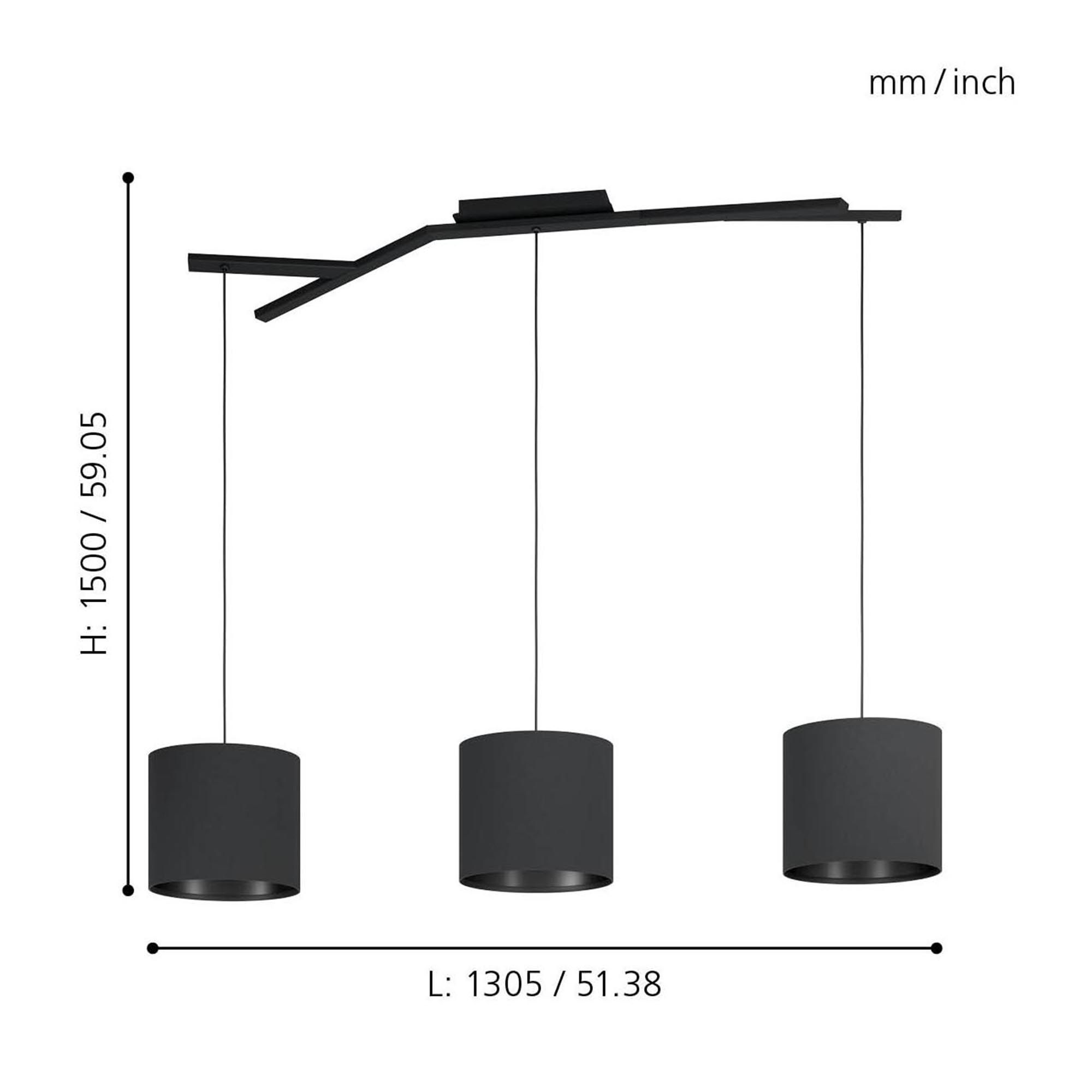 Suspension BALNARIO noir L130,50cm