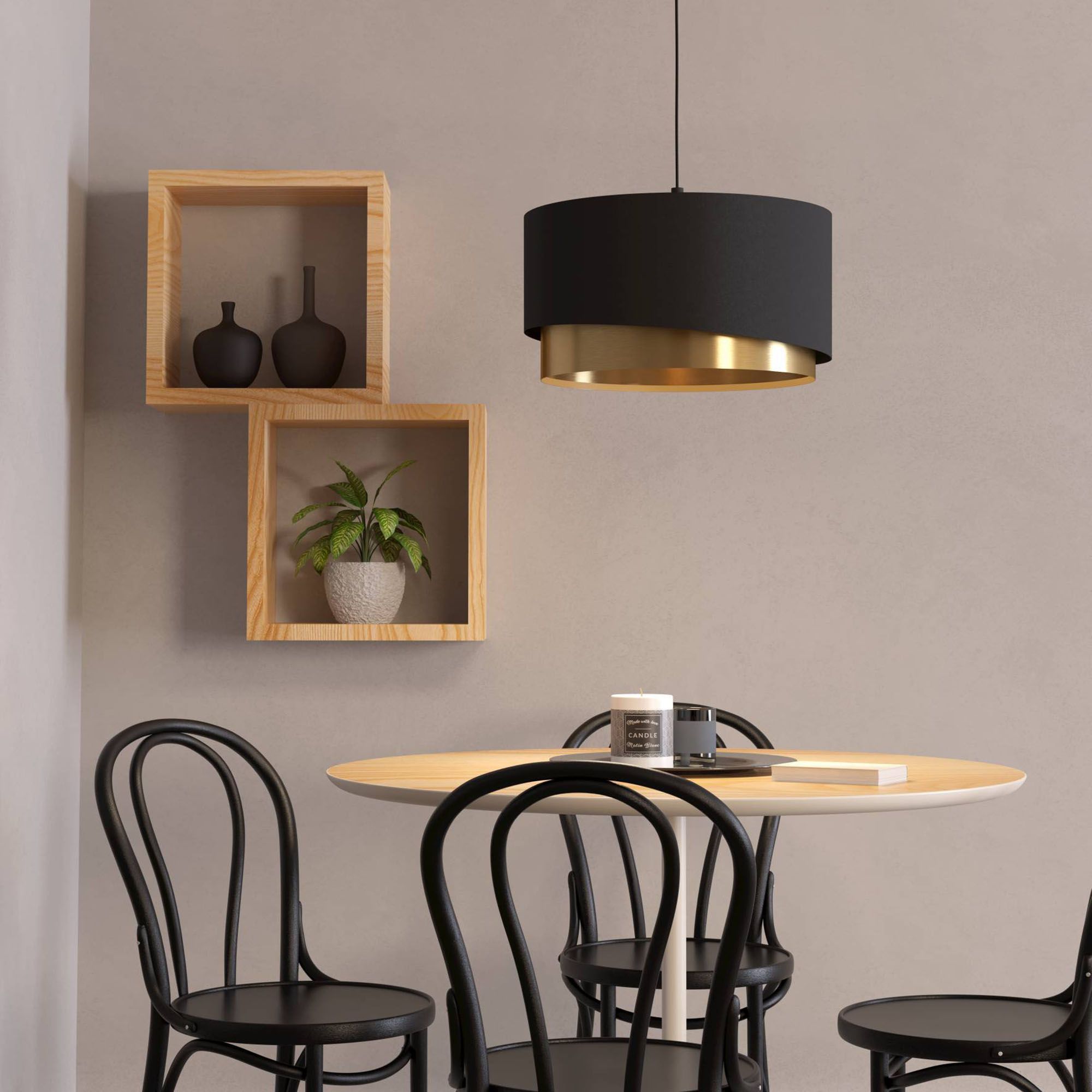 Suspension MANDERLINE noir/doré Ø45cm