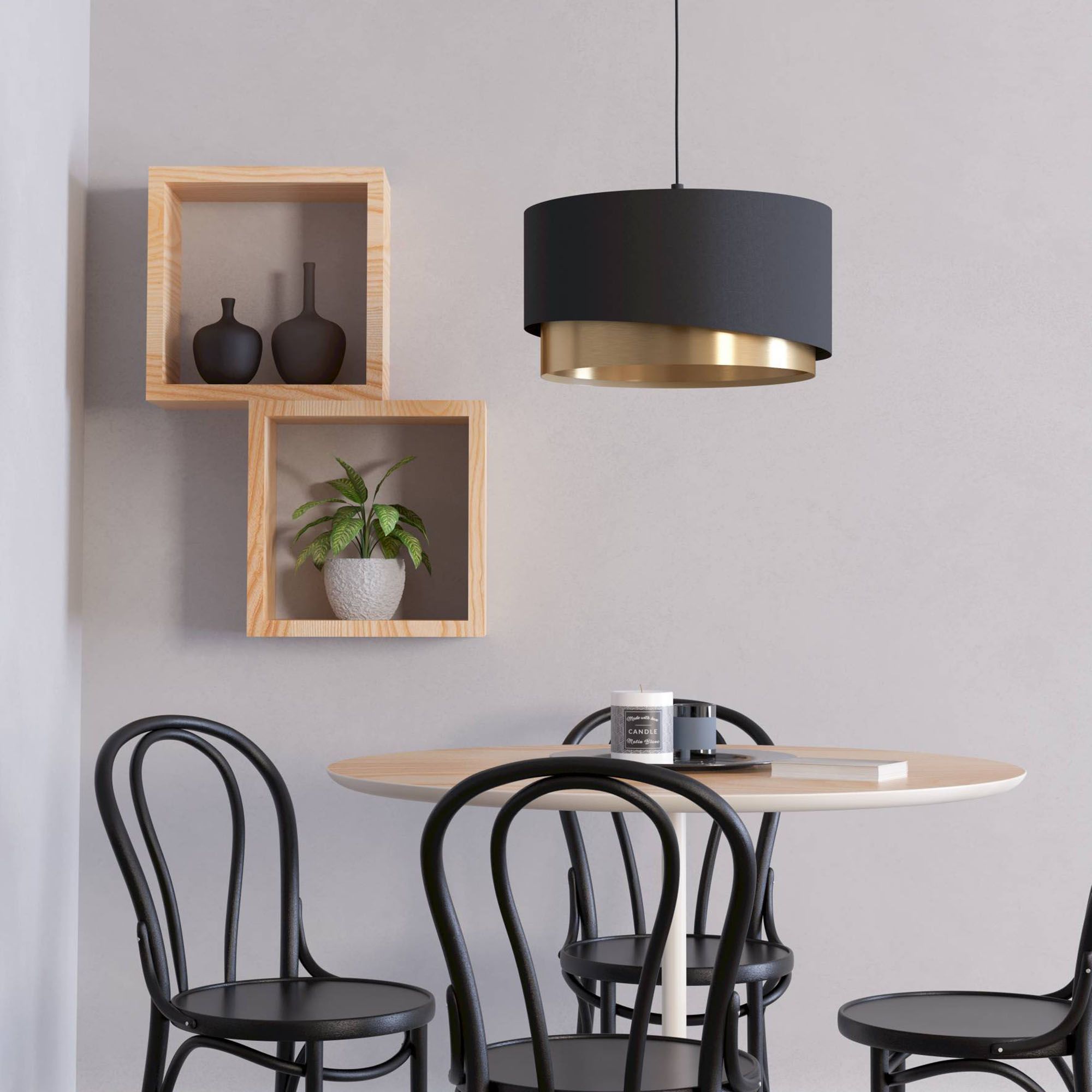 Suspension MANDERLINE noir/doré Ø45cm