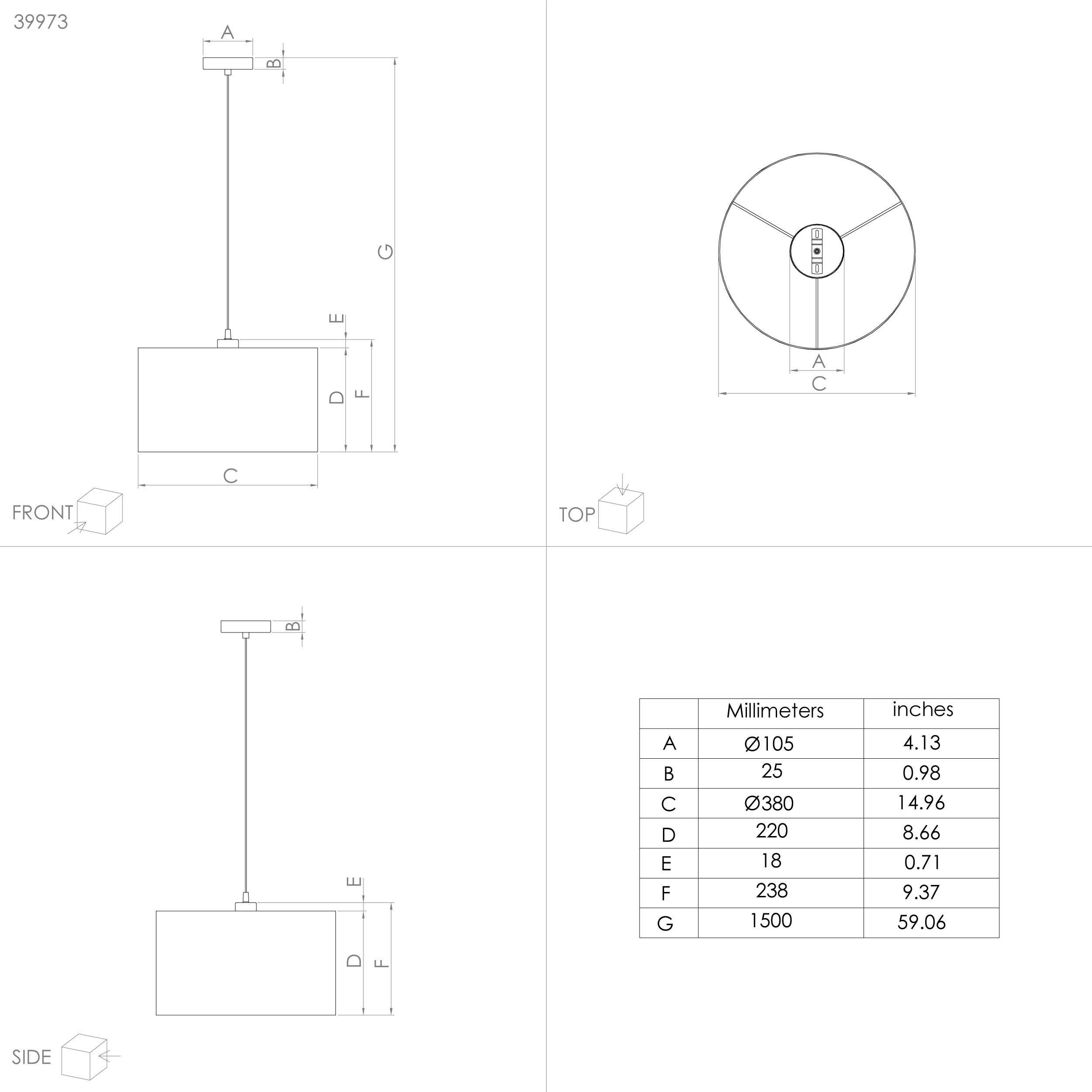 Suspension TORTOLA 1 bleur/doré Ø38cm