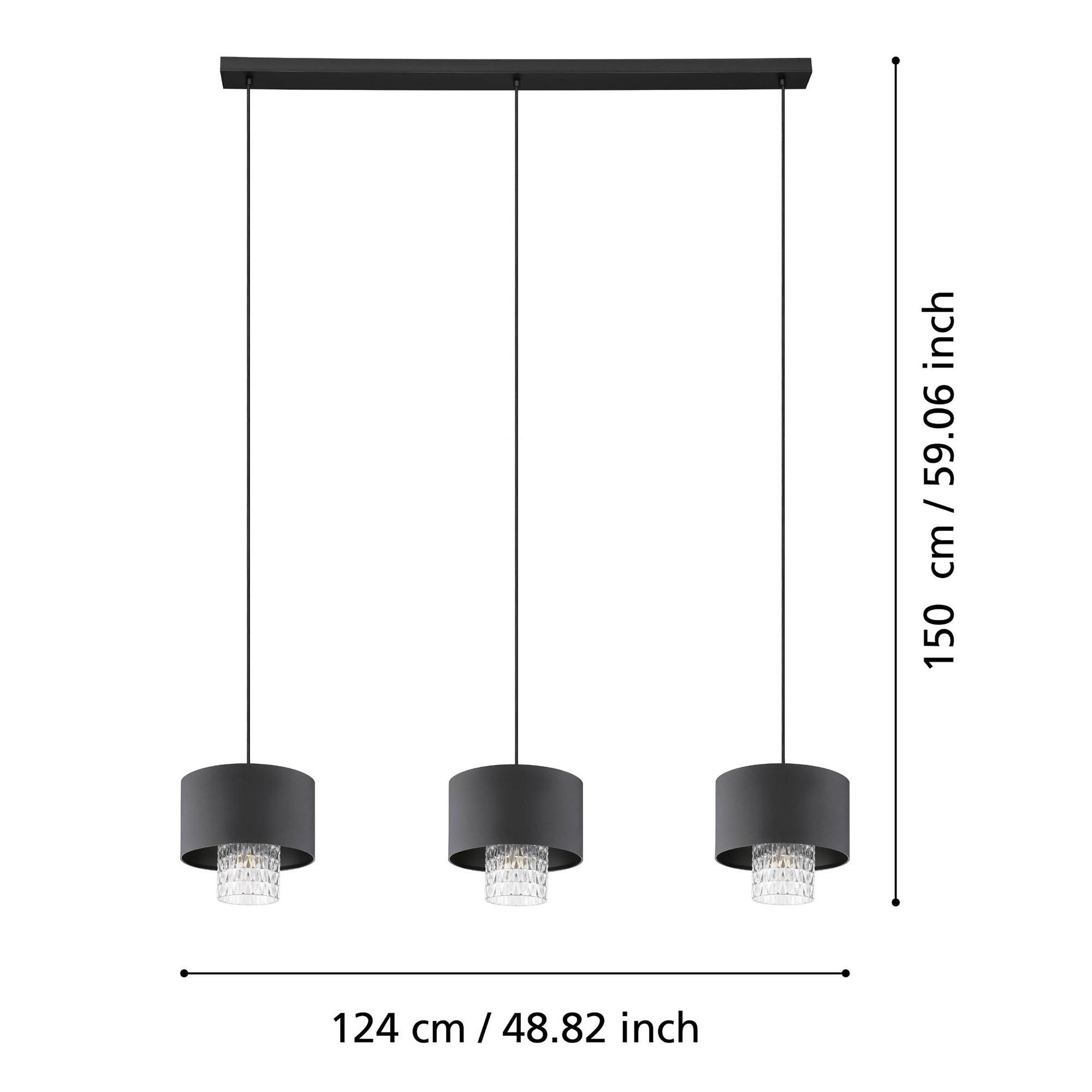 Suspension SAPUARA noir L124cm