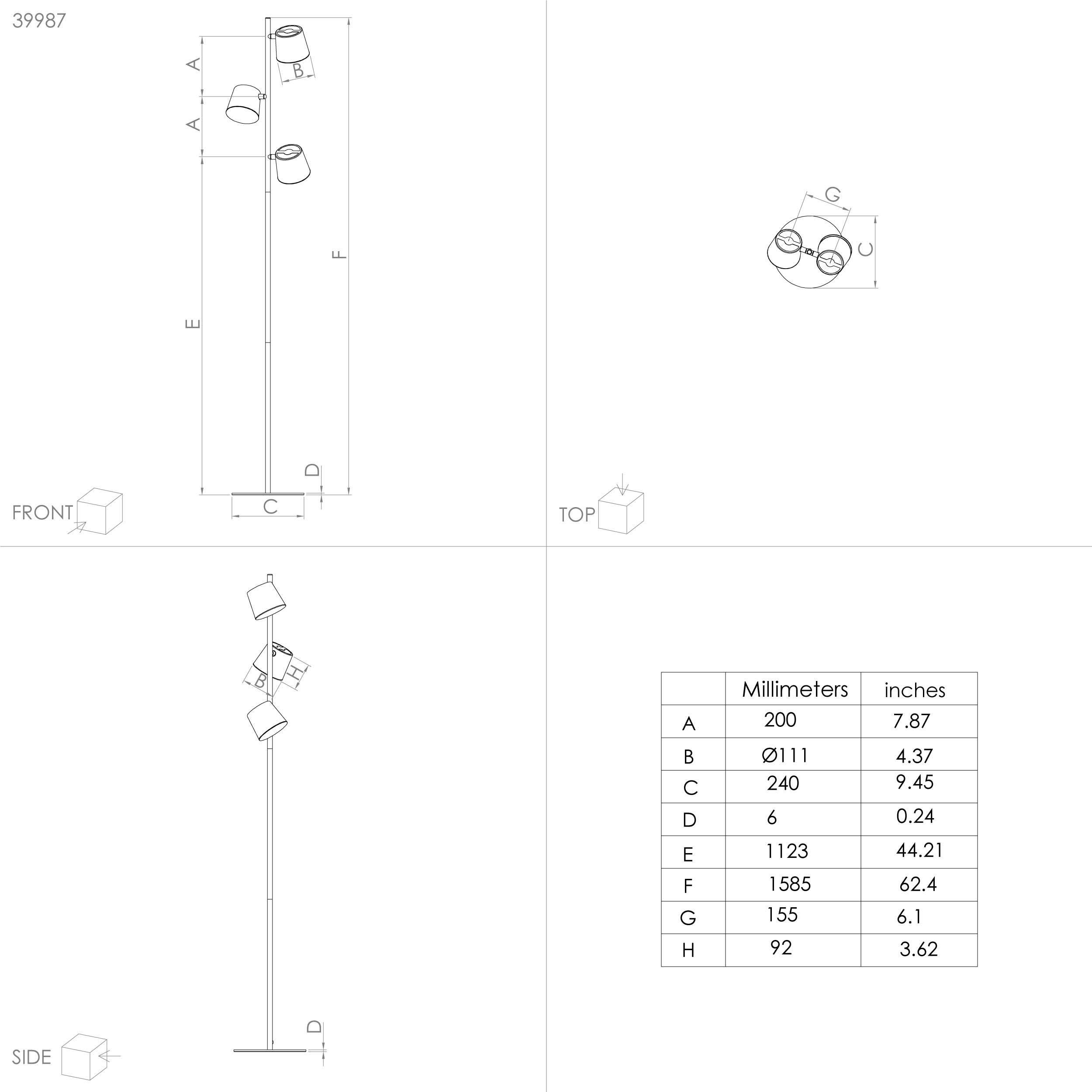 Lampadaire ALTAMIRA noir/doré H158,5cm