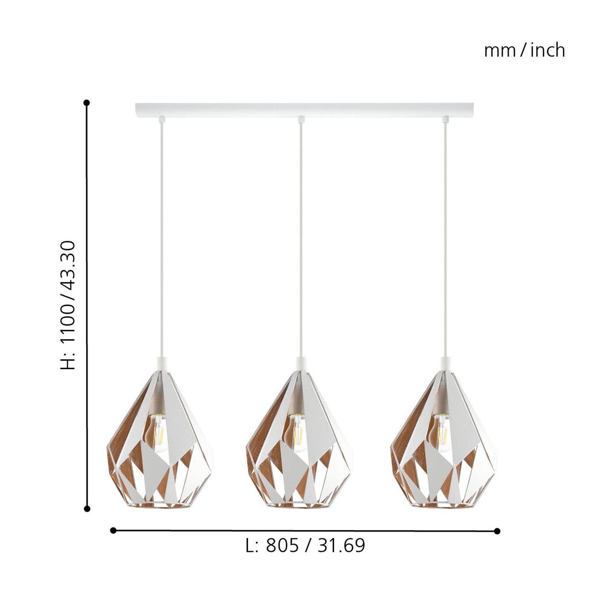 Suspension CARLTON 1 blanc L80,5cm