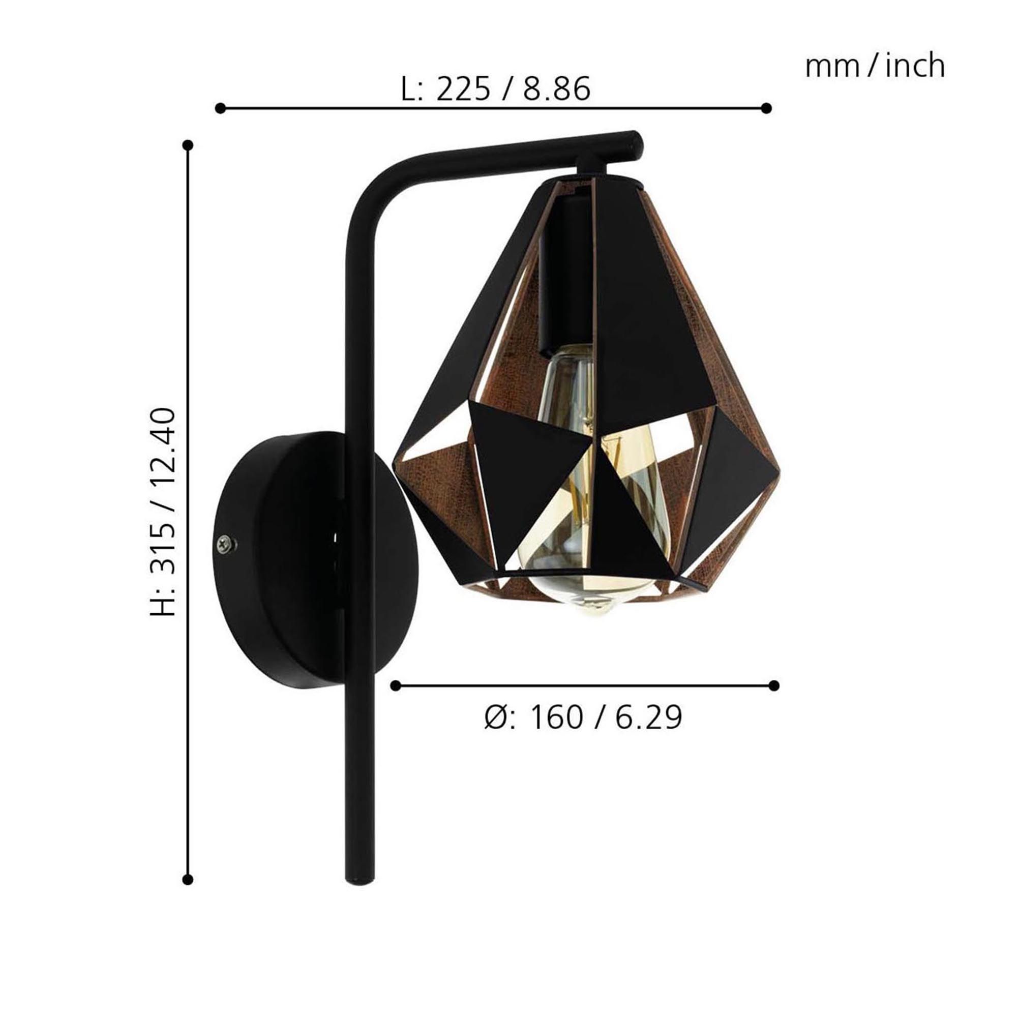 Applique CARLTON 4 noir H50,5cm
