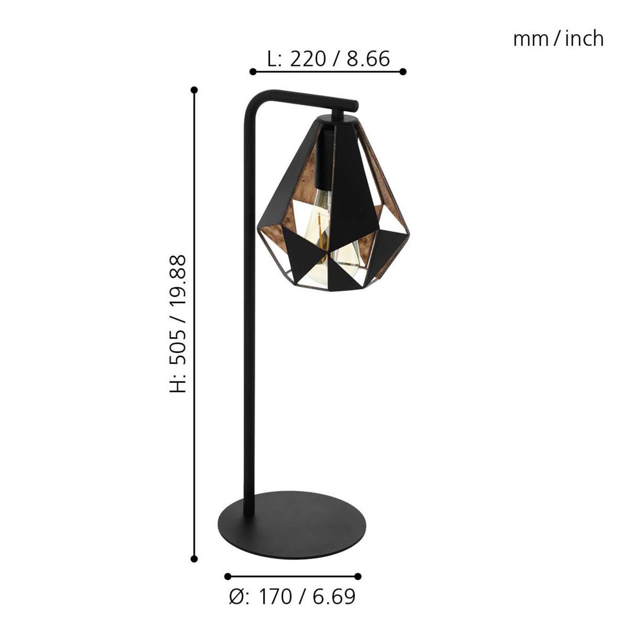 Lampe de table CARLTON 4 noir H51cm
