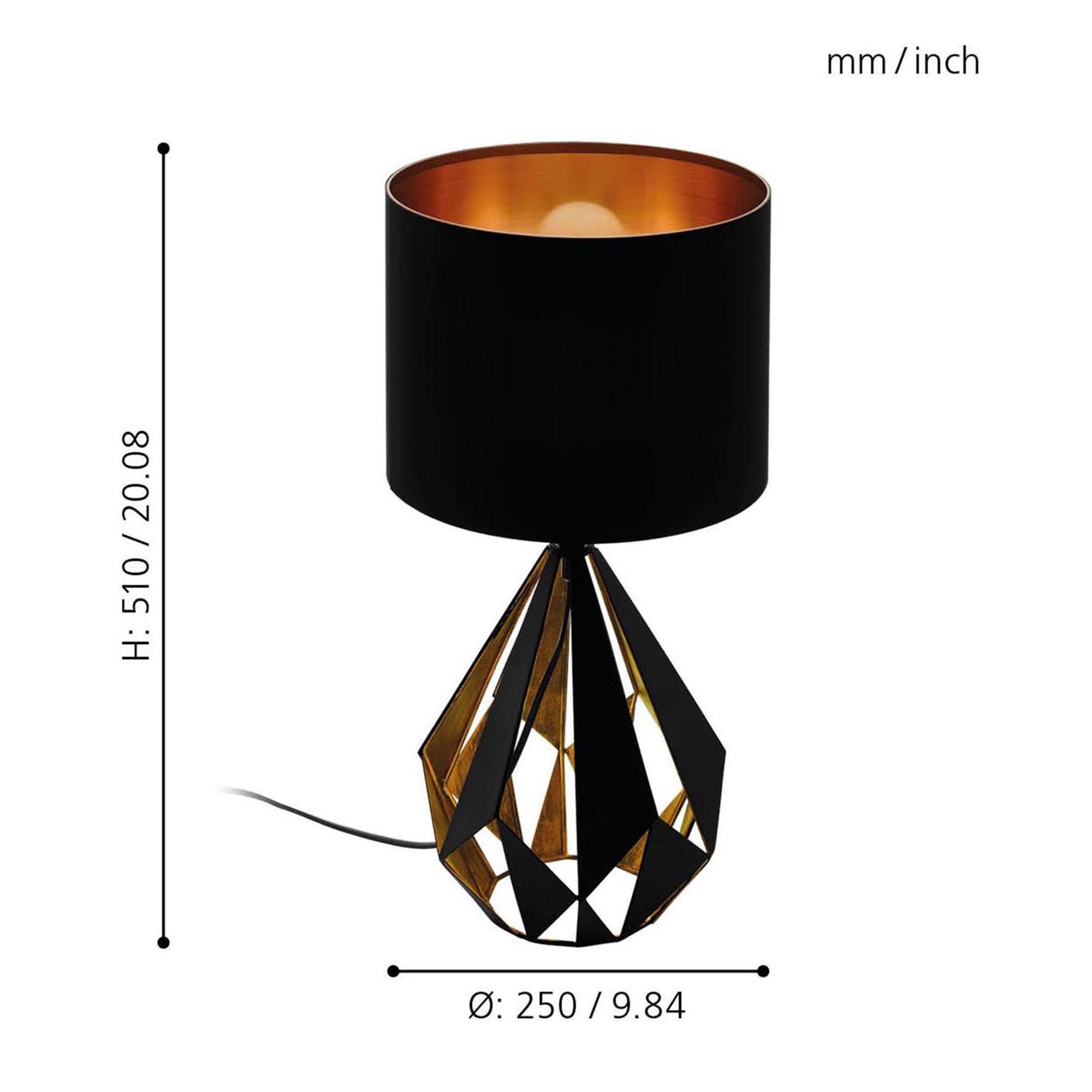 Lampe de table CARLTON 5 noir H51cm