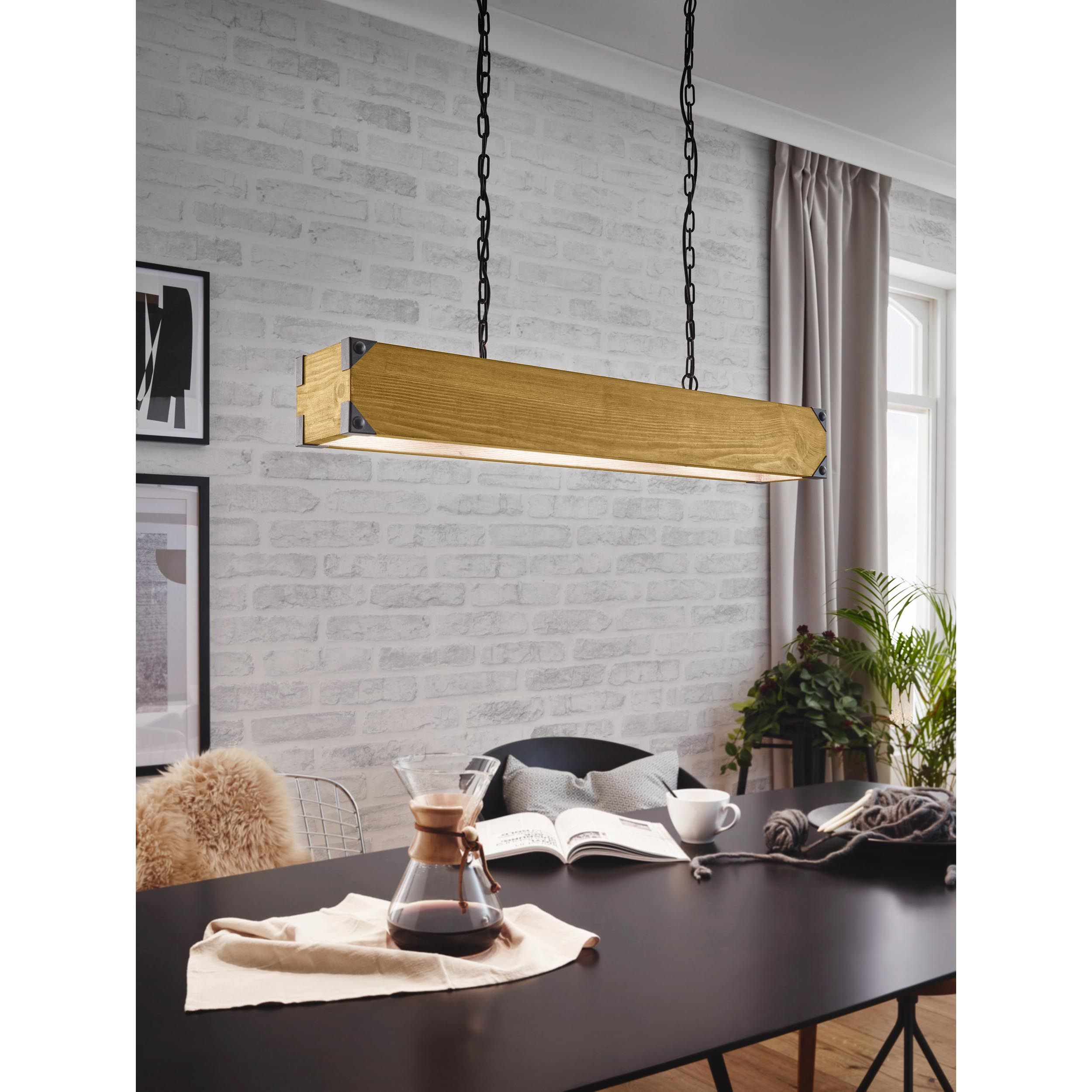 Suspension bois naturel HARBOROUGH E27 4X40W